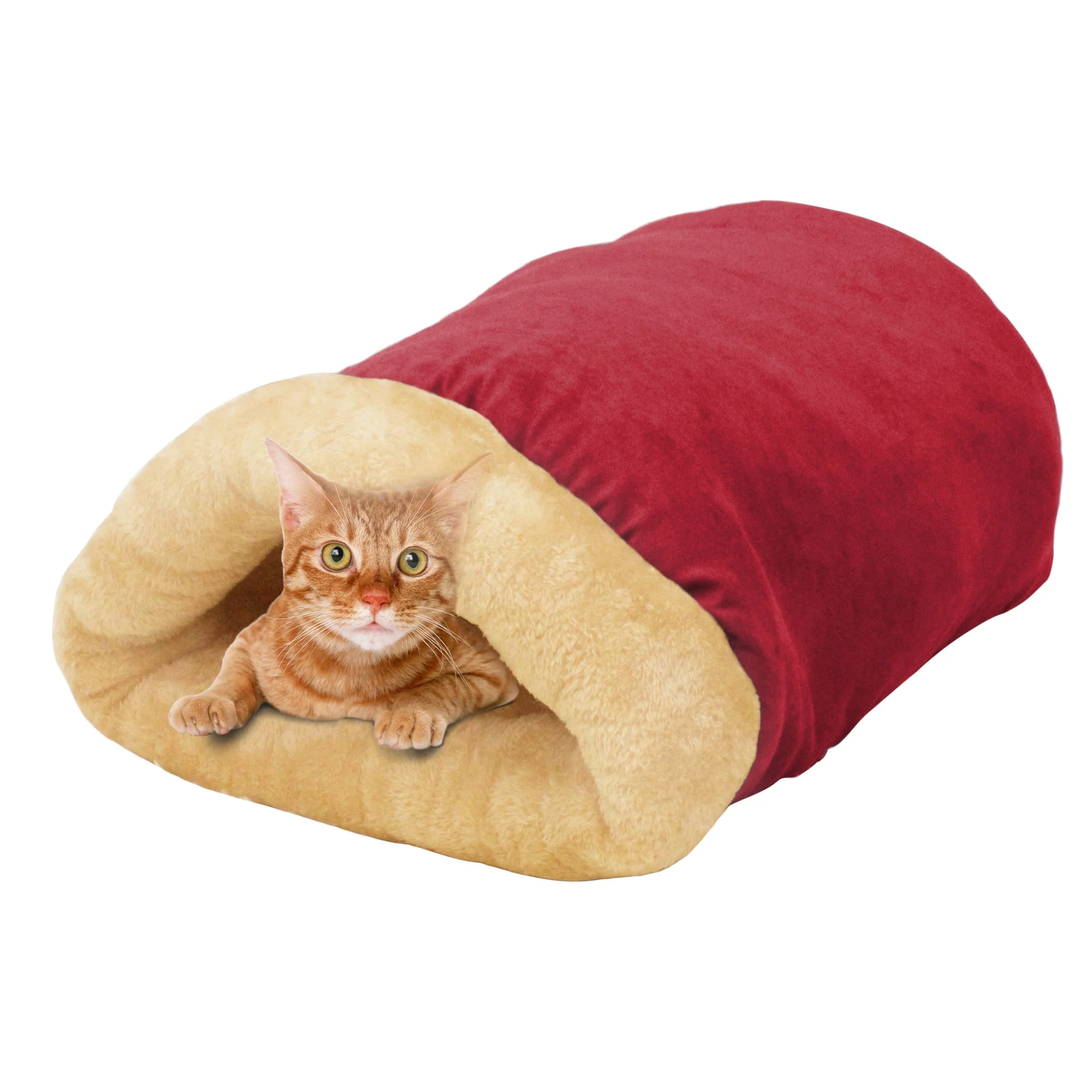 GOOPAWS 4 in 1 Self Warming Burrow Cat Bed Sleeping Cave, Sage Green - Image 11