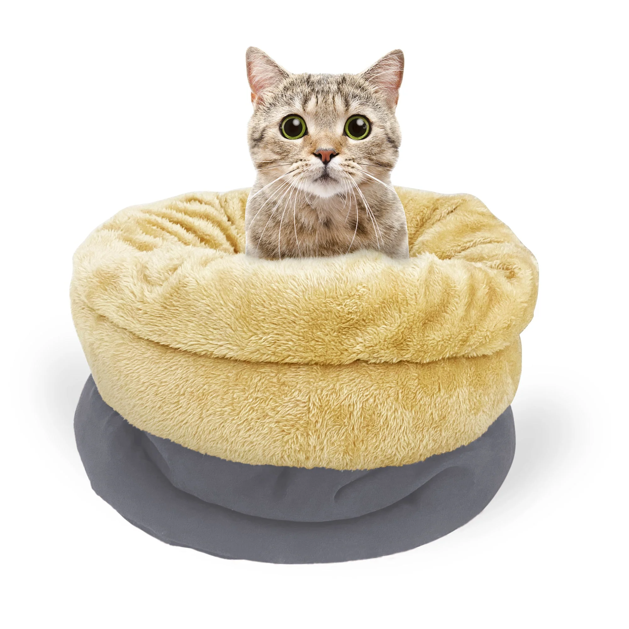 GOOPAWS 4 in 1 Self Warming Burrow Small Pet Hideway Cat Cave, Gray - Image 5