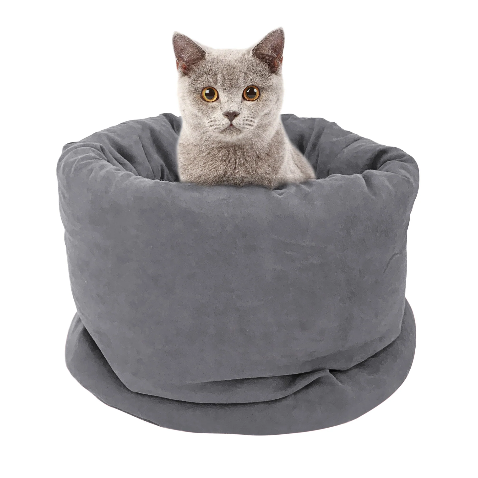 GOOPAWS 4 in 1 Self Warming Burrow Small Pet Hideway Cat Cave, Gray - Image 7