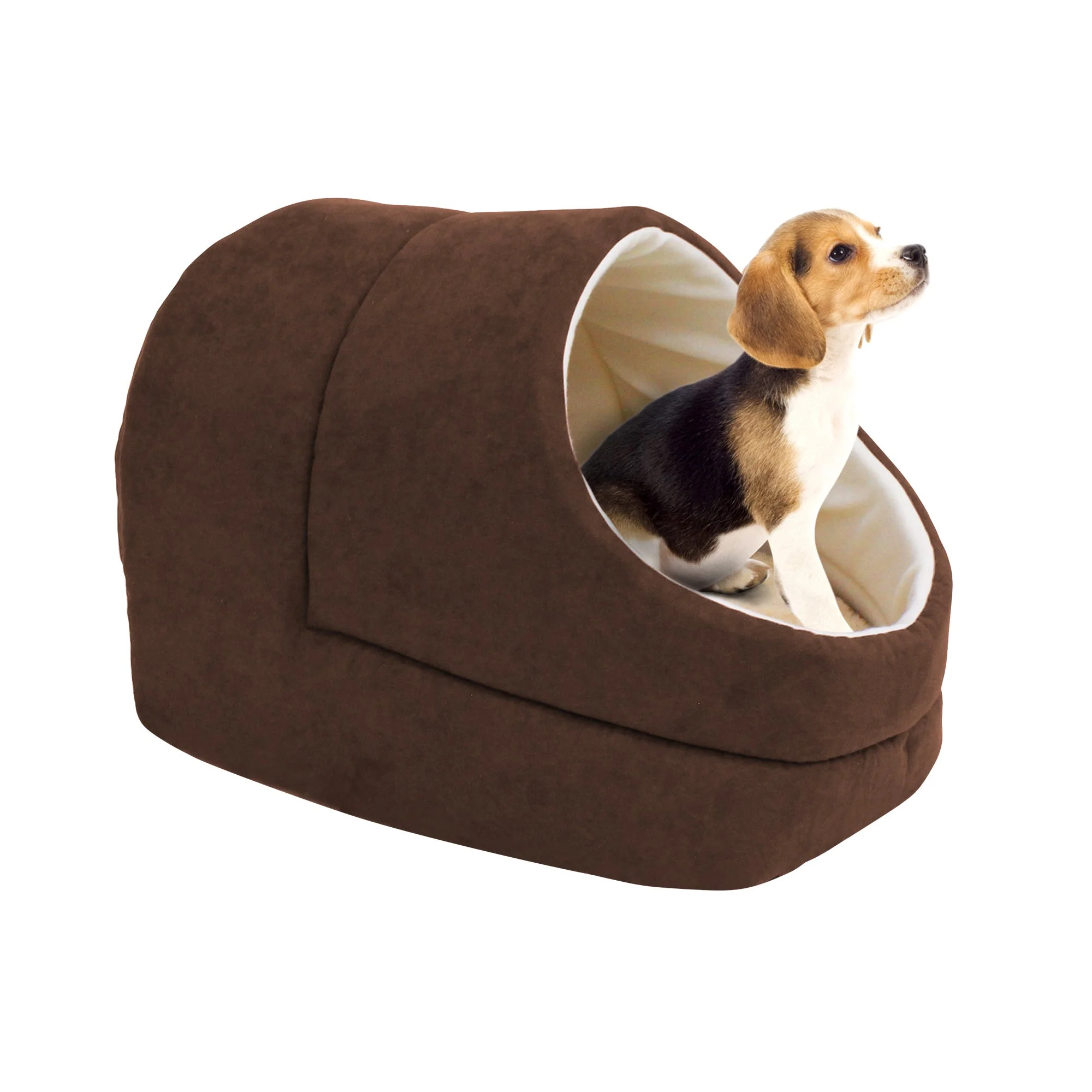 GOOPAWS Cave Covered Cat & Small Dog Warming Burrow Bed, Sage Green - Image 10