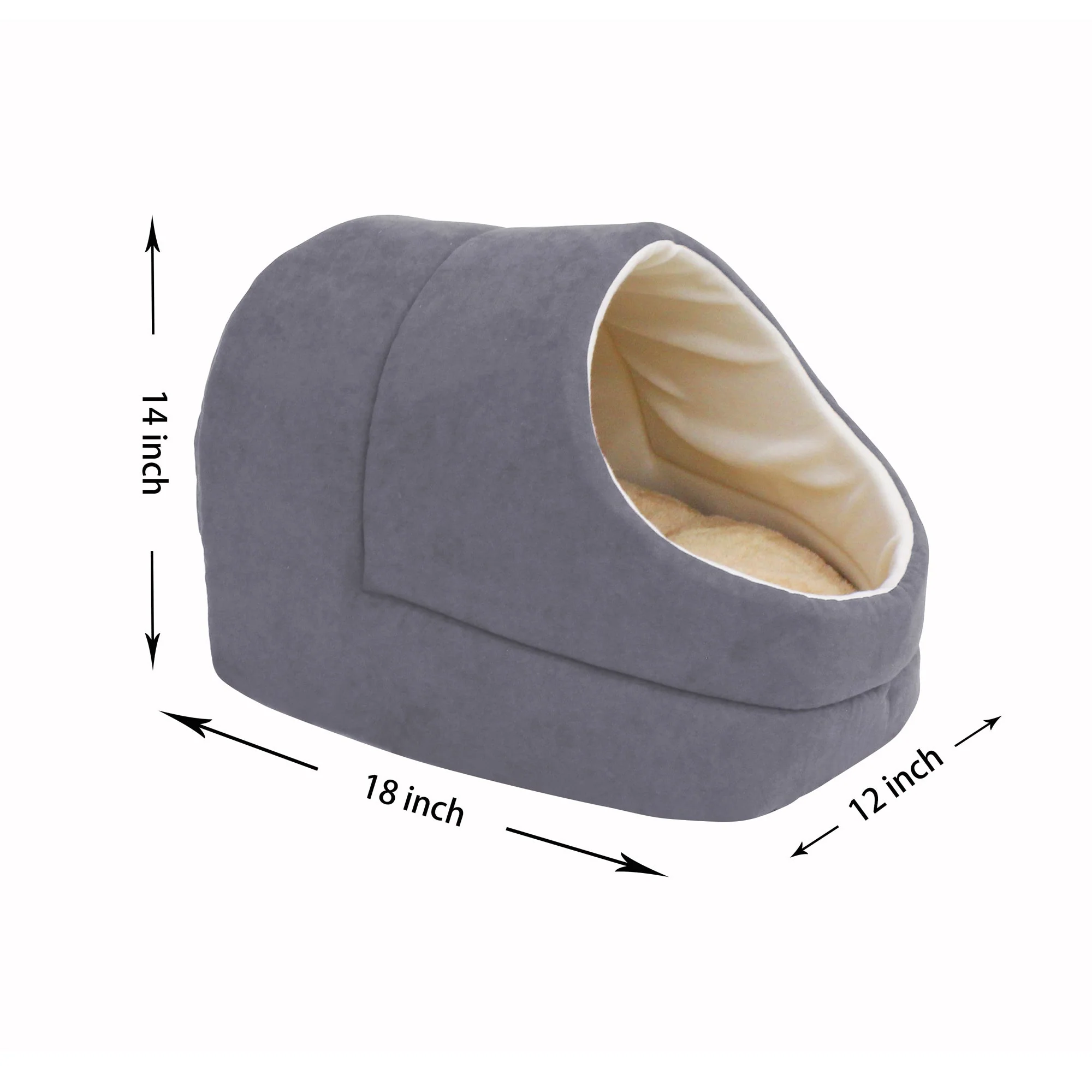 GOOPAWS Cave Covered for Small Dog & Cat Warming Burrow Bed, Gray - Image 5