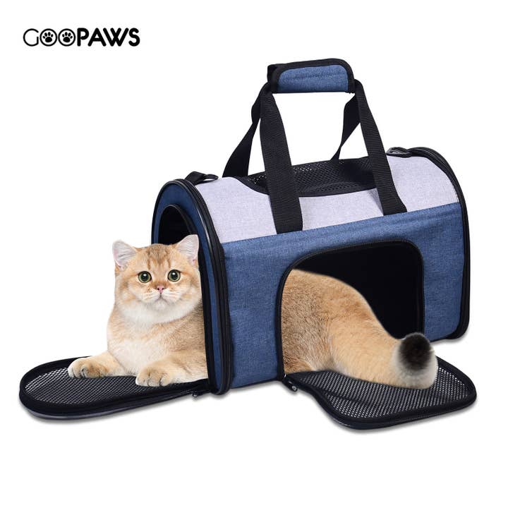 GOOPAWS Collapsible Airline Travel Pet Carrier Bag, Dark Blue, 16'' - Image 8