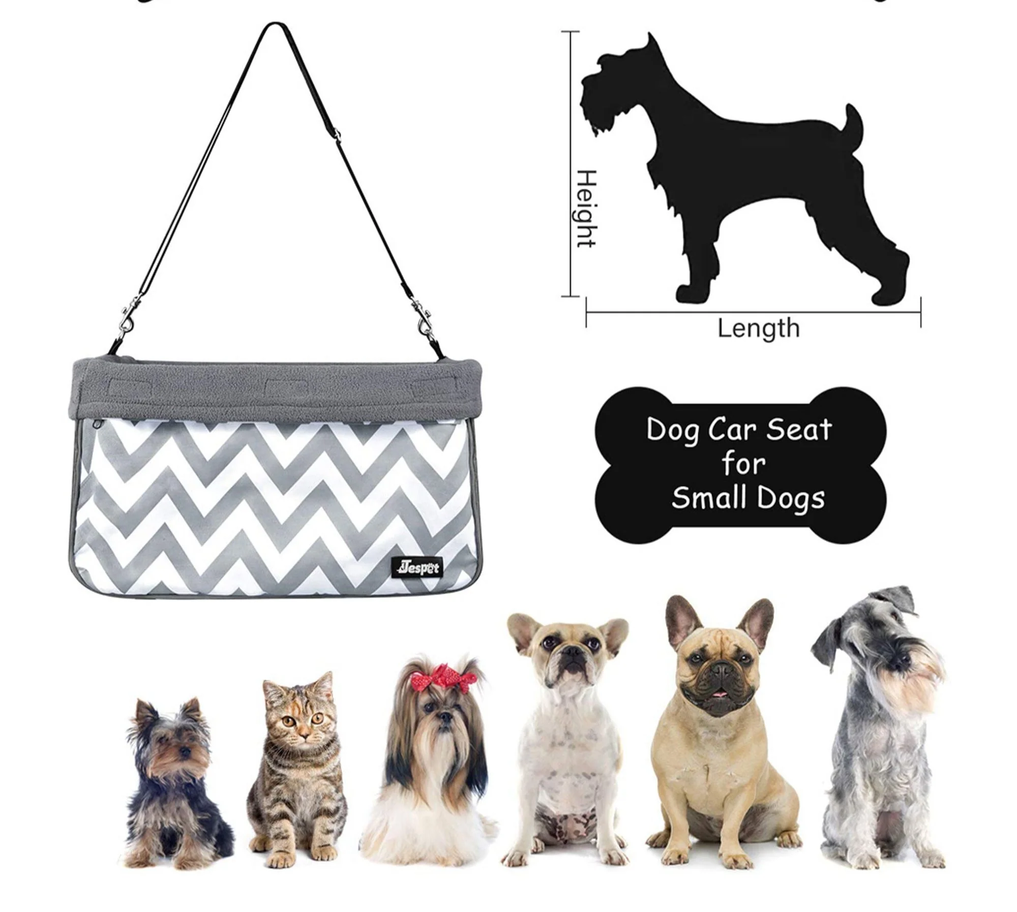 Jespet Car Travel Dog Booster Seat & Seat Belt, Gray - Image 5
