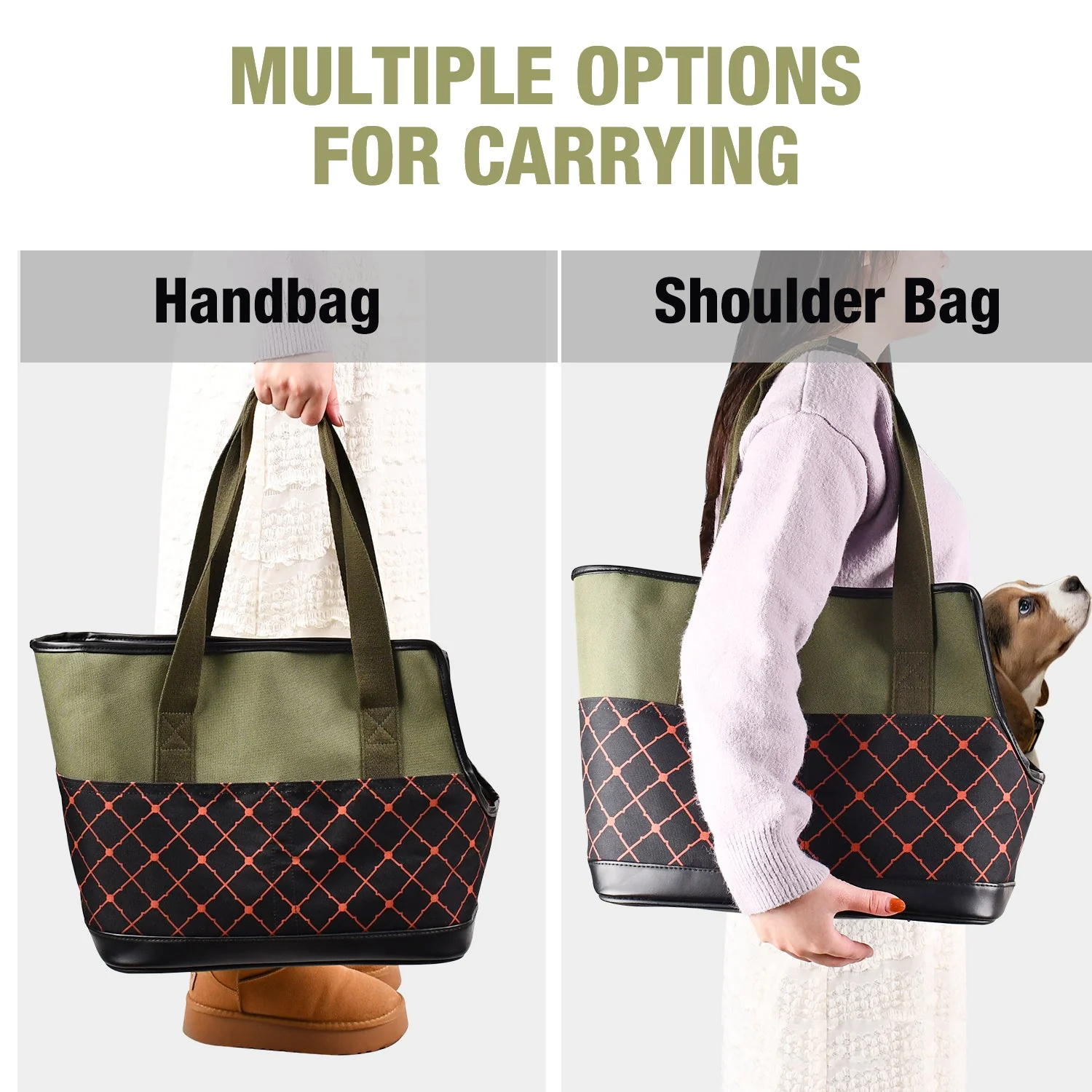 GOOPAWS Dog Purse Carrier for Small Dogs, Soft-Sided Tote Bags With Pocket Dog Travel Supplies Portable Dog Sling With Anti-Slip Bottom, Green, 19"L X 9"W X 12.6"H - Image 6
