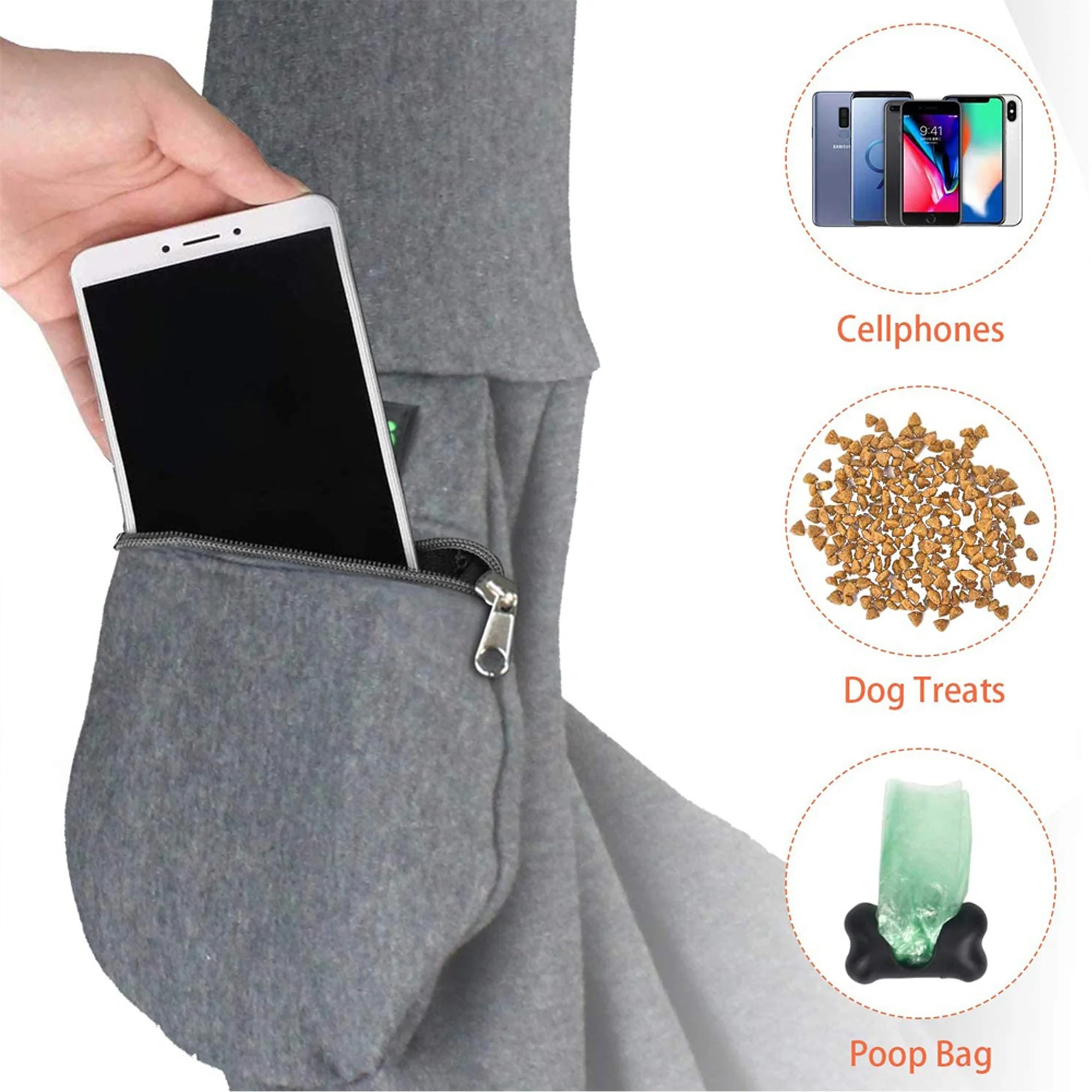 GOOPAWS Hand Free Comfy Dog & Cat Sling, Gray - Image 5