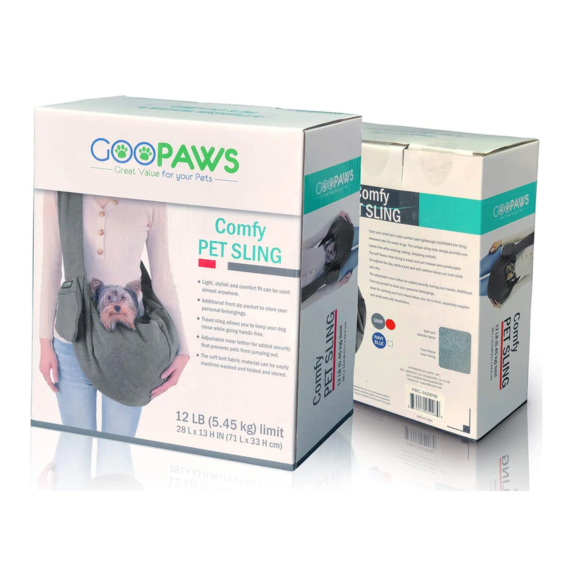 GOOPAWS Hand Free Comfy Dog & Cat Sling, Gray - Image 7