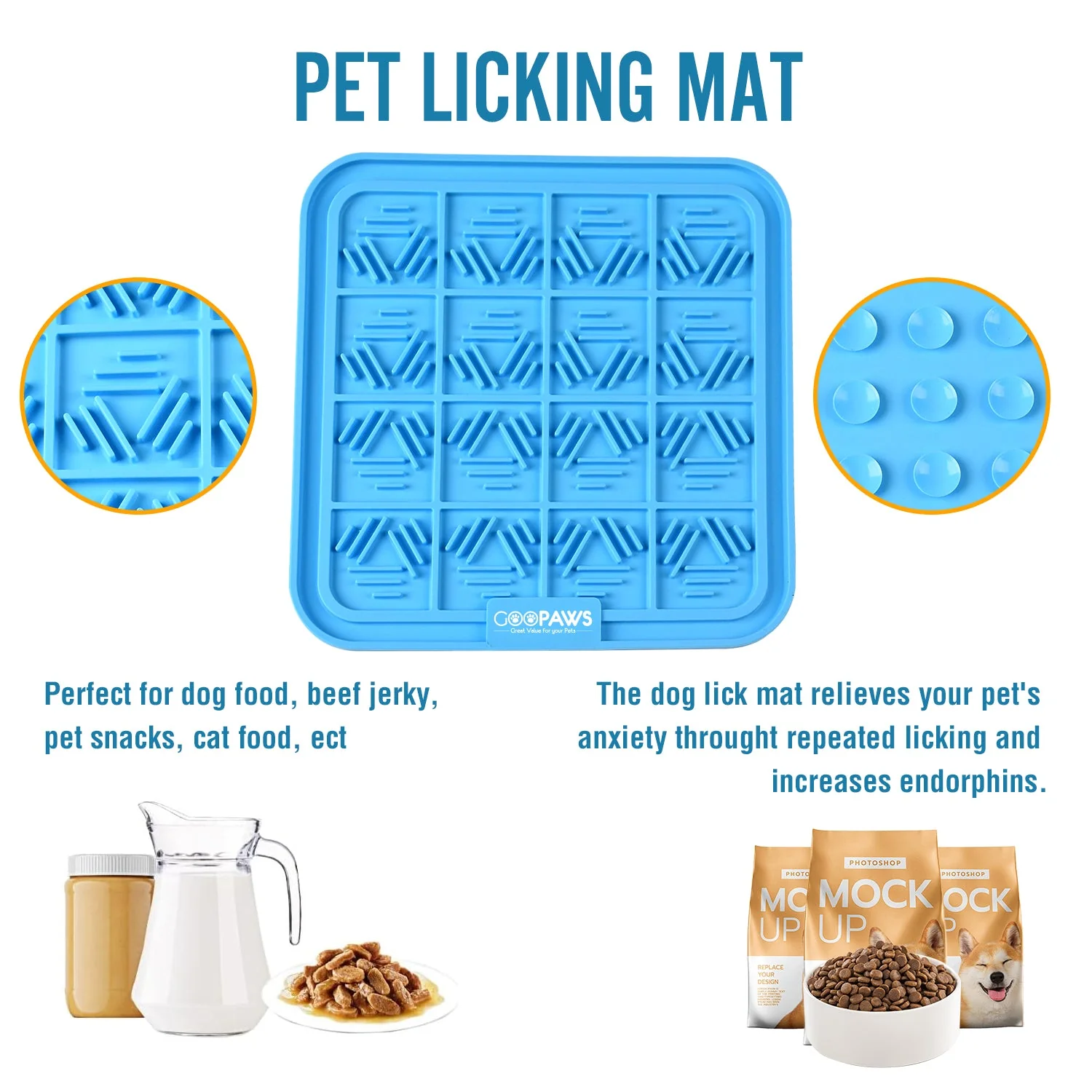 GOOPAWS Licking Mat 2 Pack, Orange & Blue - Image 2