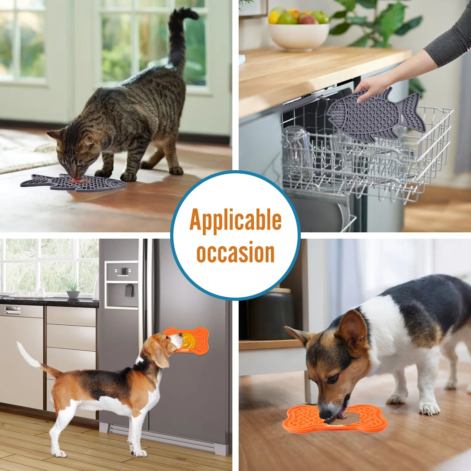 GOOPAWS Licking Mat 2 Pack, Orange & Grey - Image 7