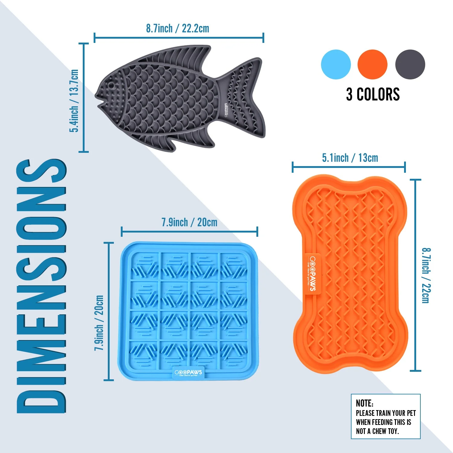 GOOPAWS Licking Mat 3 Pack, Orange & Grey & Blue - Image 5