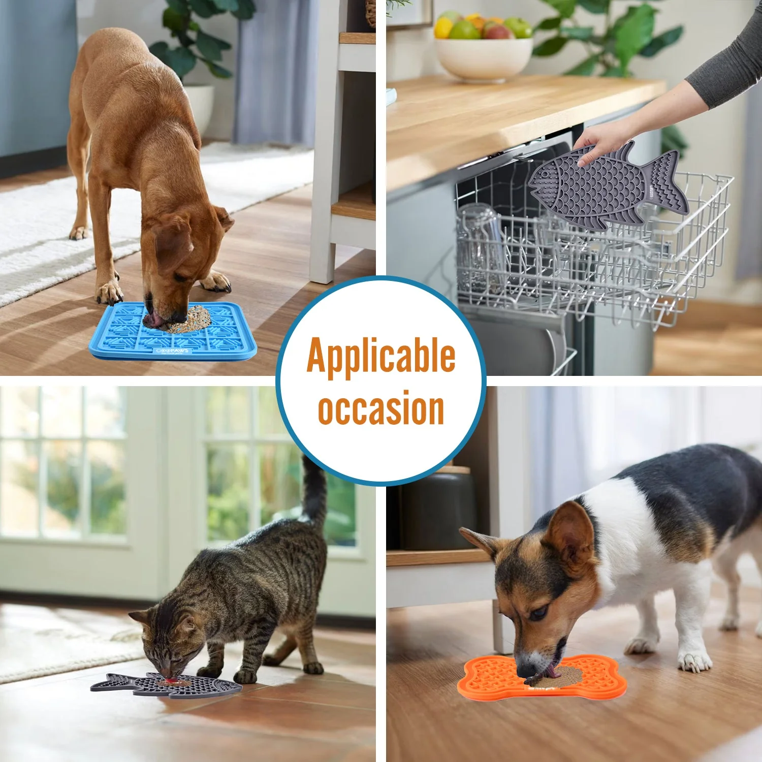 GOOPAWS Licking Mat 3 Pack, Orange & Grey & Blue - Image 8