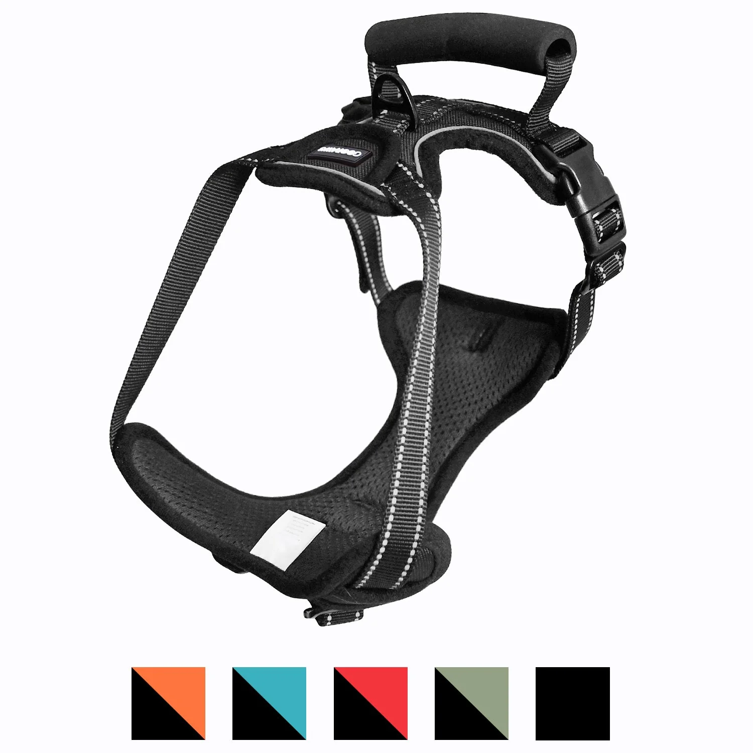 GOOPAWS Padded Reflective Pet Dog Harness, Lightweight Ripstop, Black - Image 3