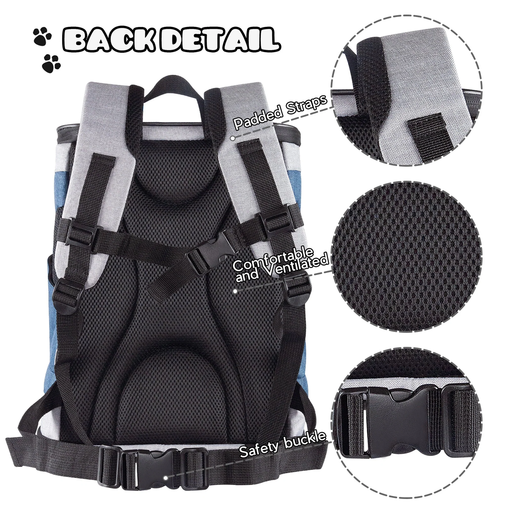GOOPAWS Pet Soft Backpack Carrier for Small Dog Cat, Blue Grey, 13'' - Image 5