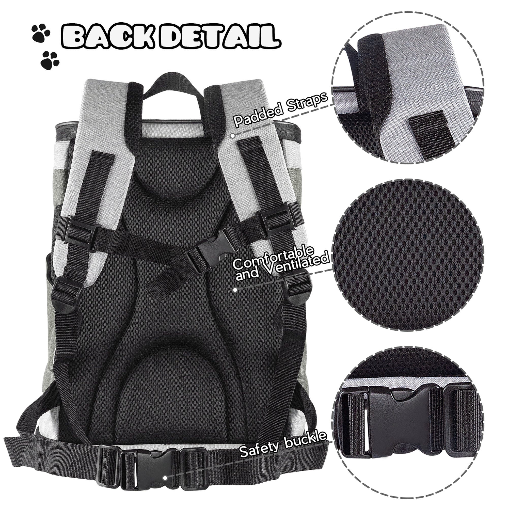 GOOPAWS Pet Soft Backpack Carrier for Small Dog Cat, Smoke Grey, 13'' - Image 5
