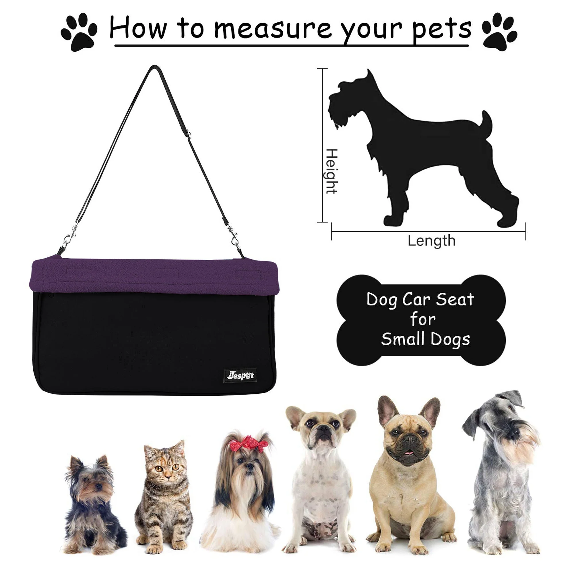 GOOPAWS Portable Safety Booster Dog Car Seat With Seat Belt, Purple - Image 3
