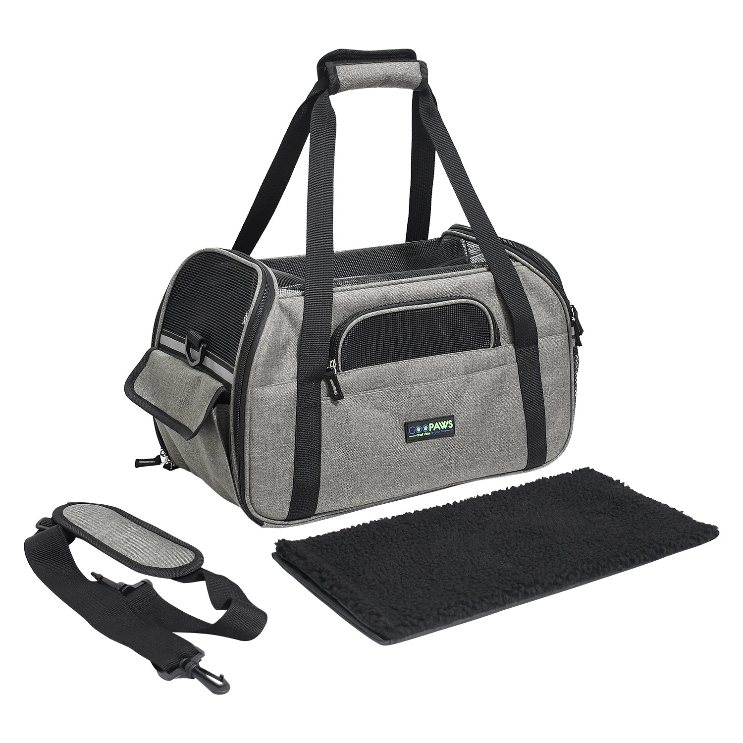 GOOPAWS Soft Sided Pet Carrier Comfort for Outdoor, Smoke Grey, 19" - Image 4