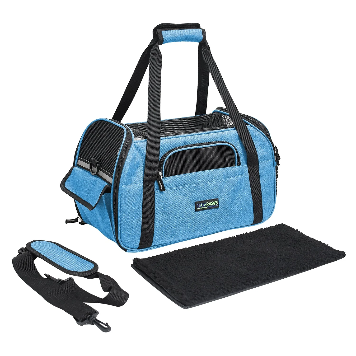 GOOPAWS Soft Sided Pet Cat Carrier Perfect for Travel, Turquoise, 19" - Image 14