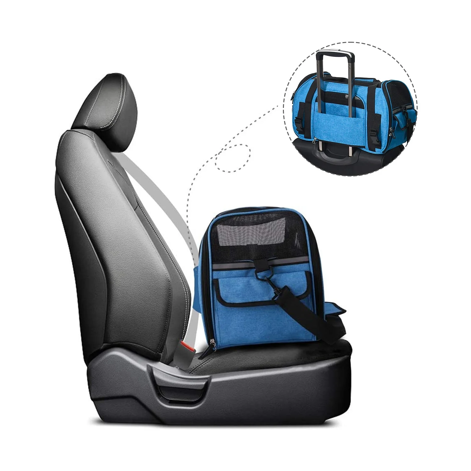 GOOPAWS Soft Sided Pet Cat Carrier Perfect for Travel, Turquoise, 19" - Image 9