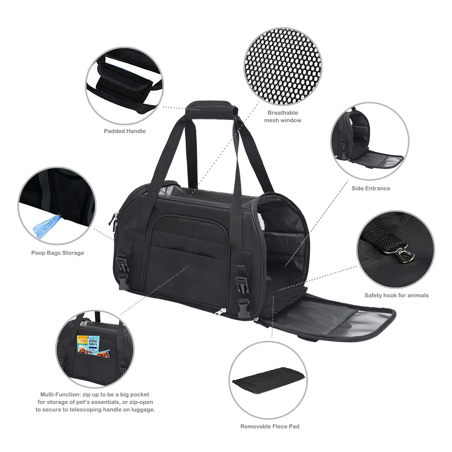 GOOPAWS Soft Sided Small Dog Carrier Comfort for Travel, Black, 19" - Image 5