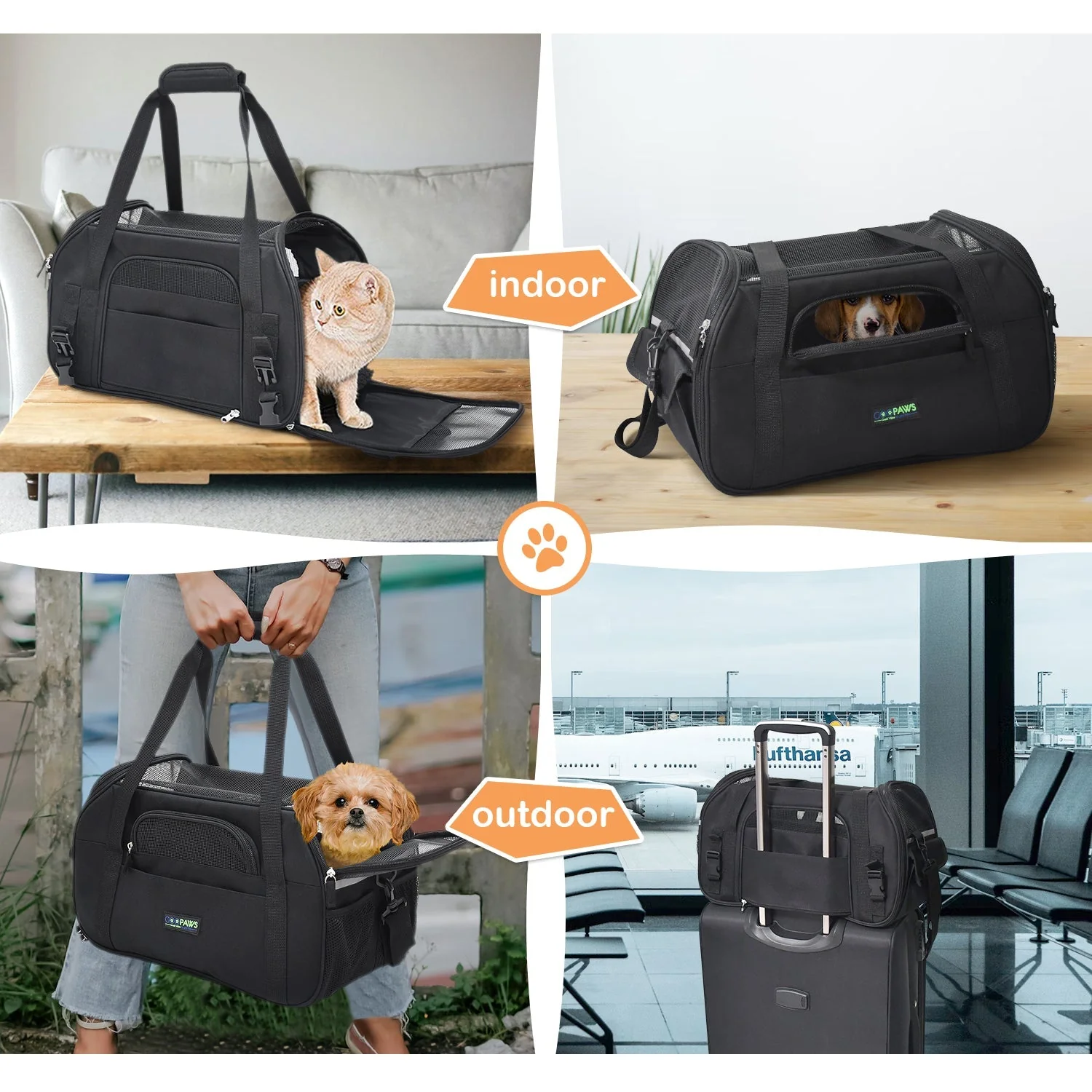 GOOPAWS Soft Sided Small Dog Carrier Comfort for Travel, Black, 19" - Image 7