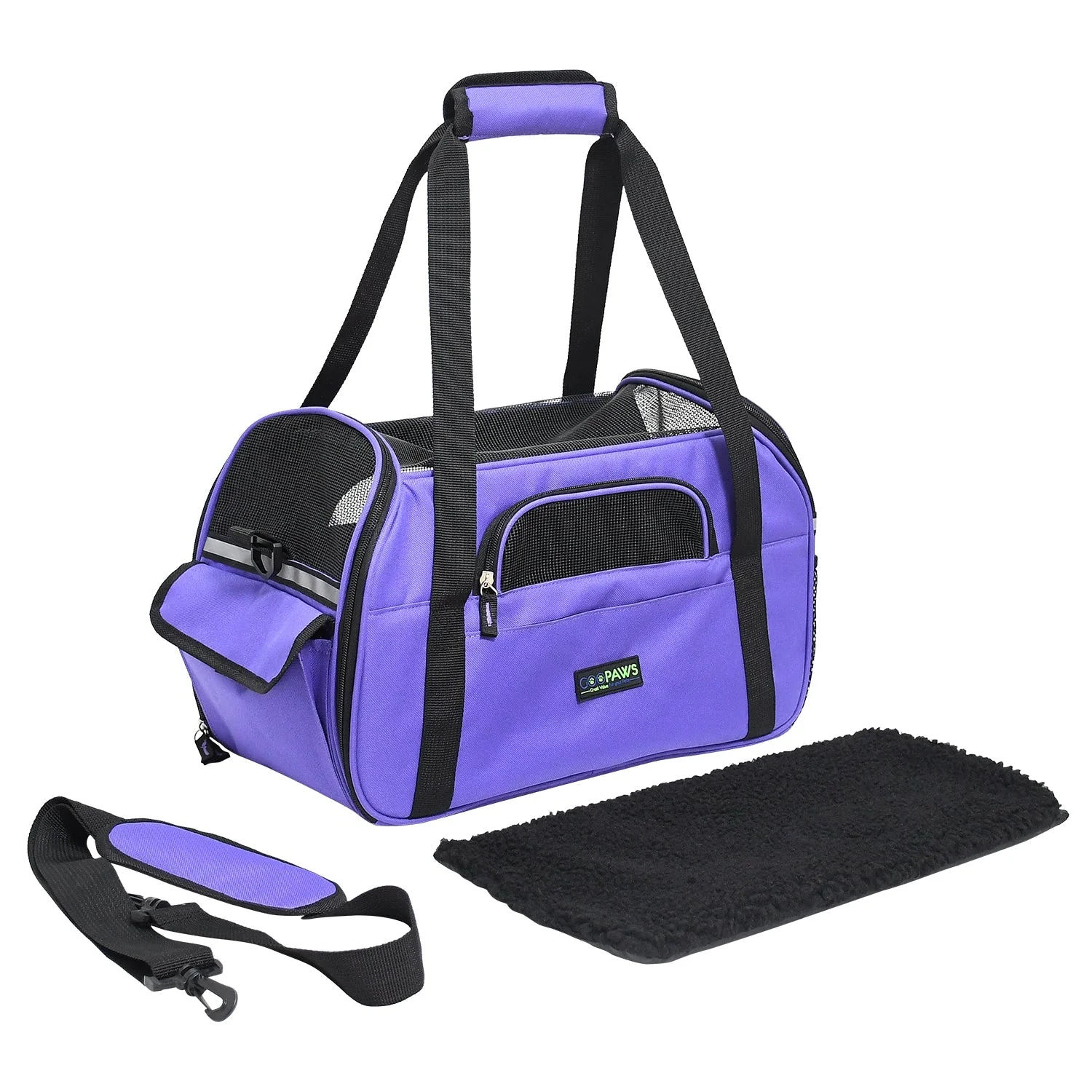 GOOPAWS Soft Sided Small Dog Carrier Comfort for Travel, Purple, 17" - Image 4