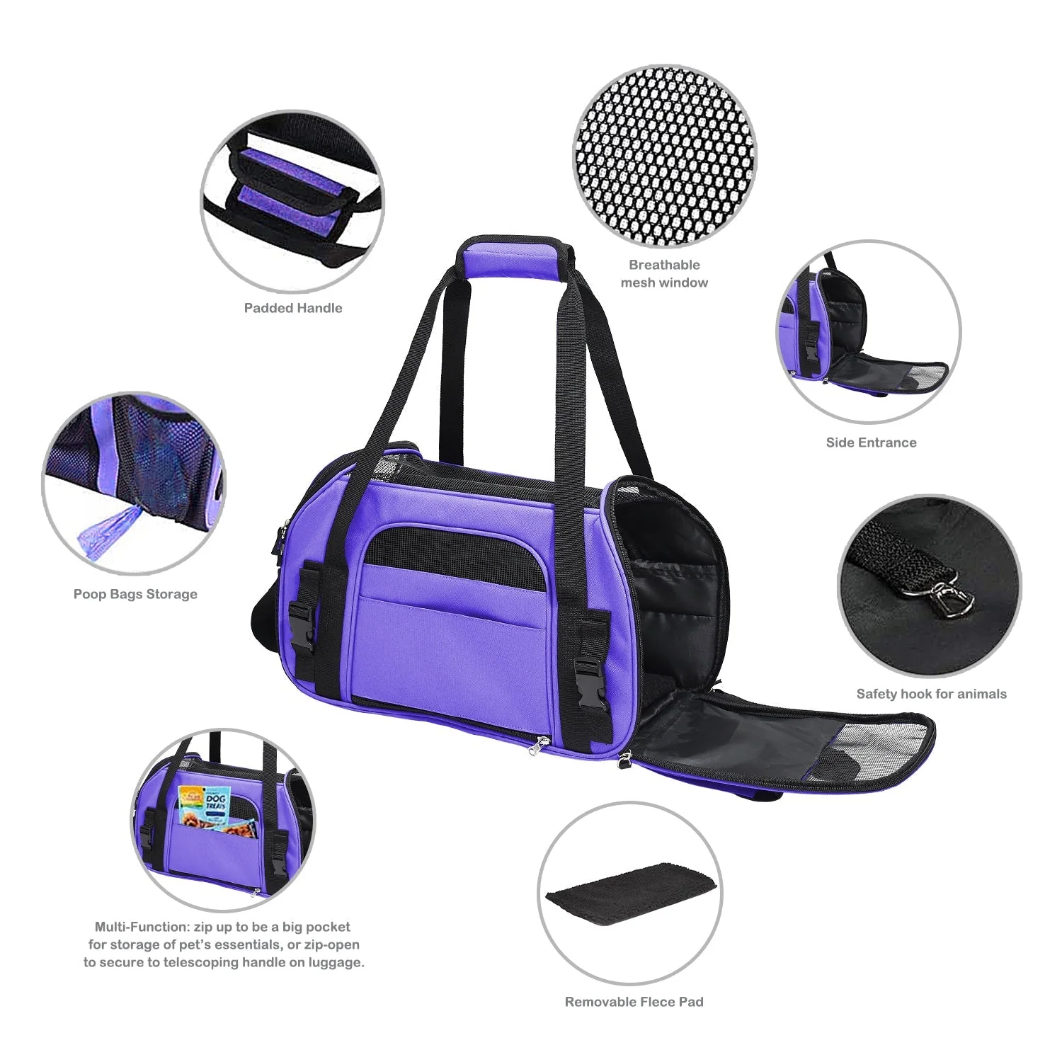 GOOPAWS Soft Sided Small Dog Carrier Comfort for Travel, Purple, 17" - Image 5