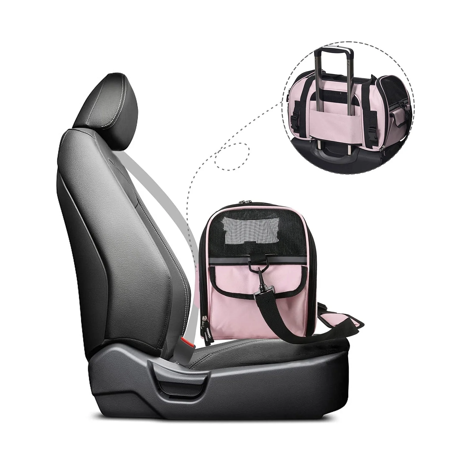 GOOPAWS Soft Sided Small Dog Carriers Comfort for Travel, Pink, 17" - Image 6