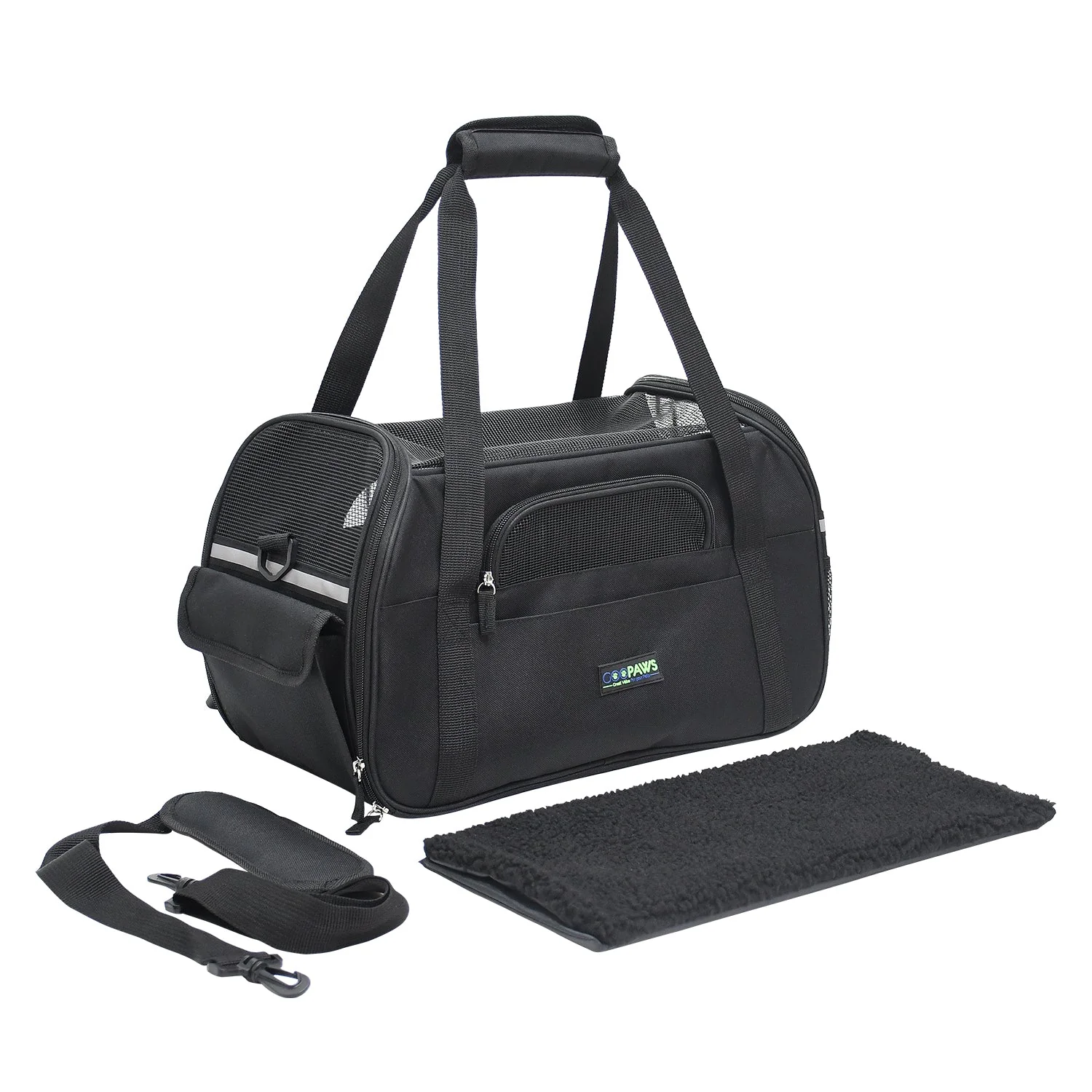 GOOPAWS Soft Sided Small Pet Carrier Comfort for Travel, Black, 17" - Image 4