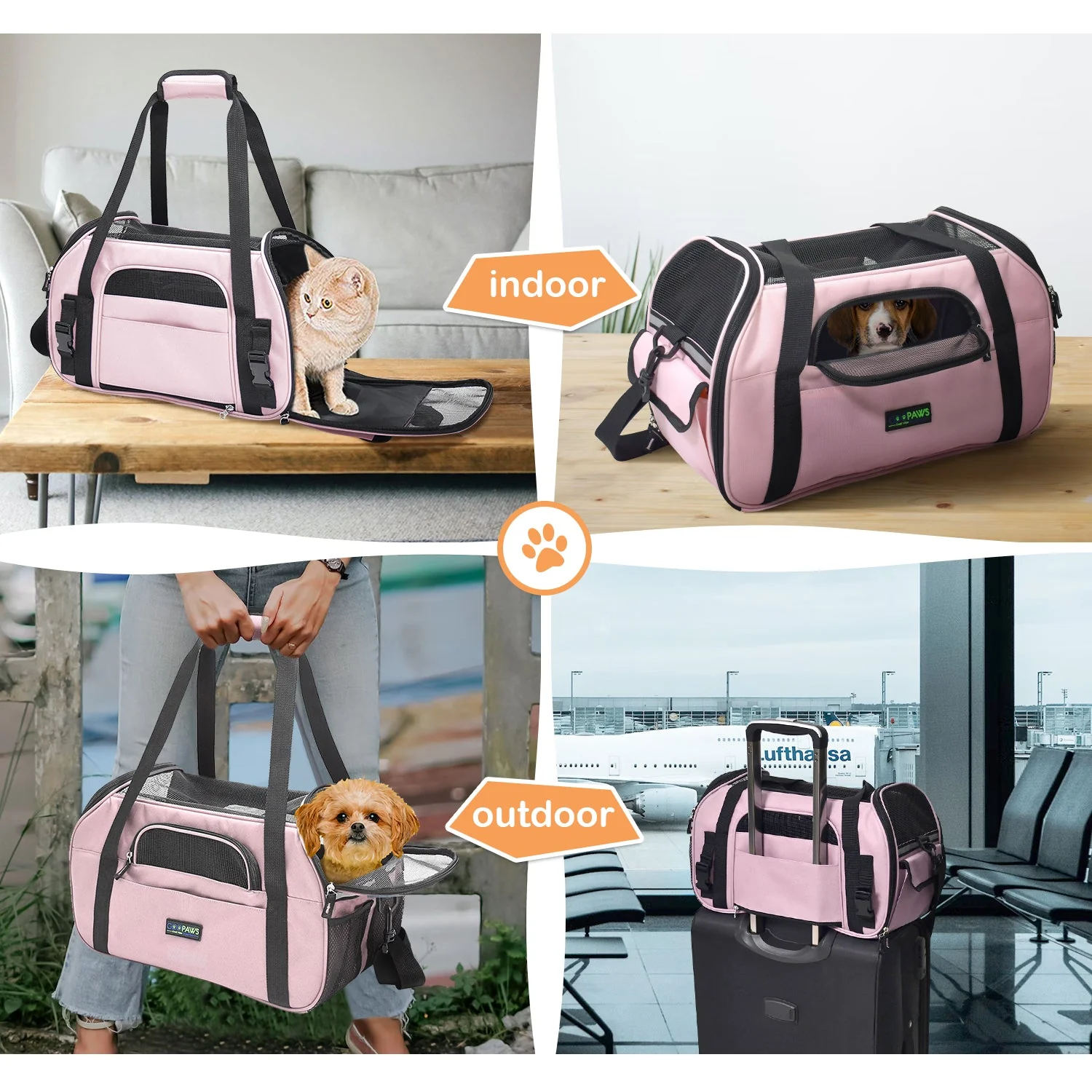 GOOPAWS Soft Sided Small Pet Carrier Comfort for Travel, Pink, 19" - Image 8