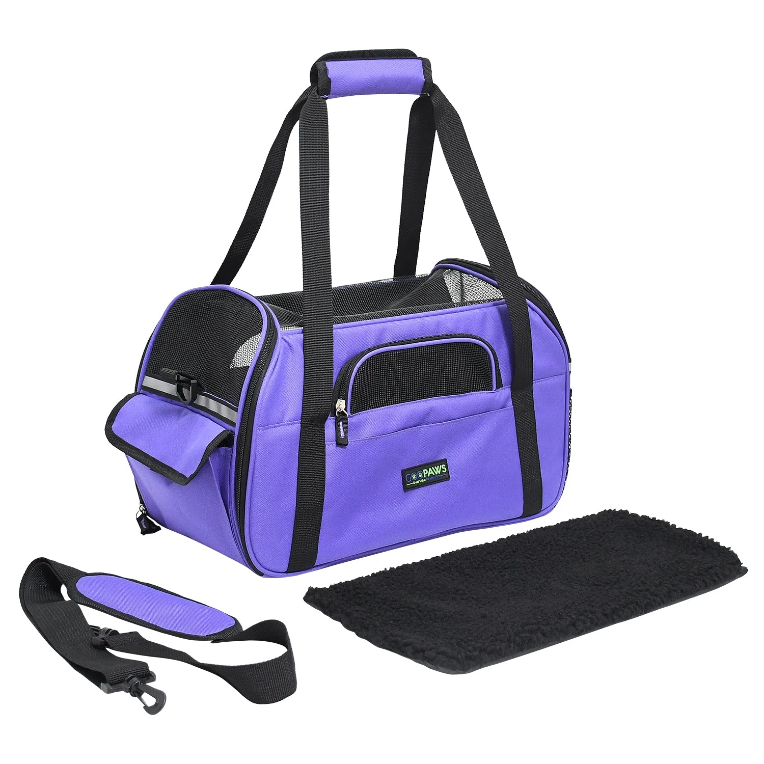 GOOPAWS Soft Sided Small Pet Carrier Comfort for Travel, Purple, 19" - Image 4
