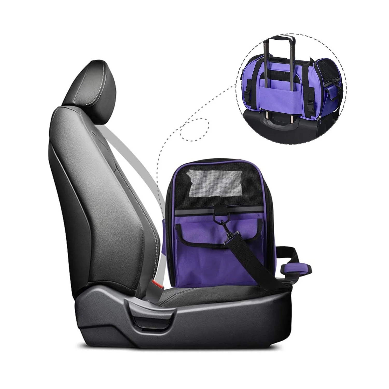 GOOPAWS Soft Sided Small Pet Carrier Comfort for Travel, Purple, 19" - Image 6