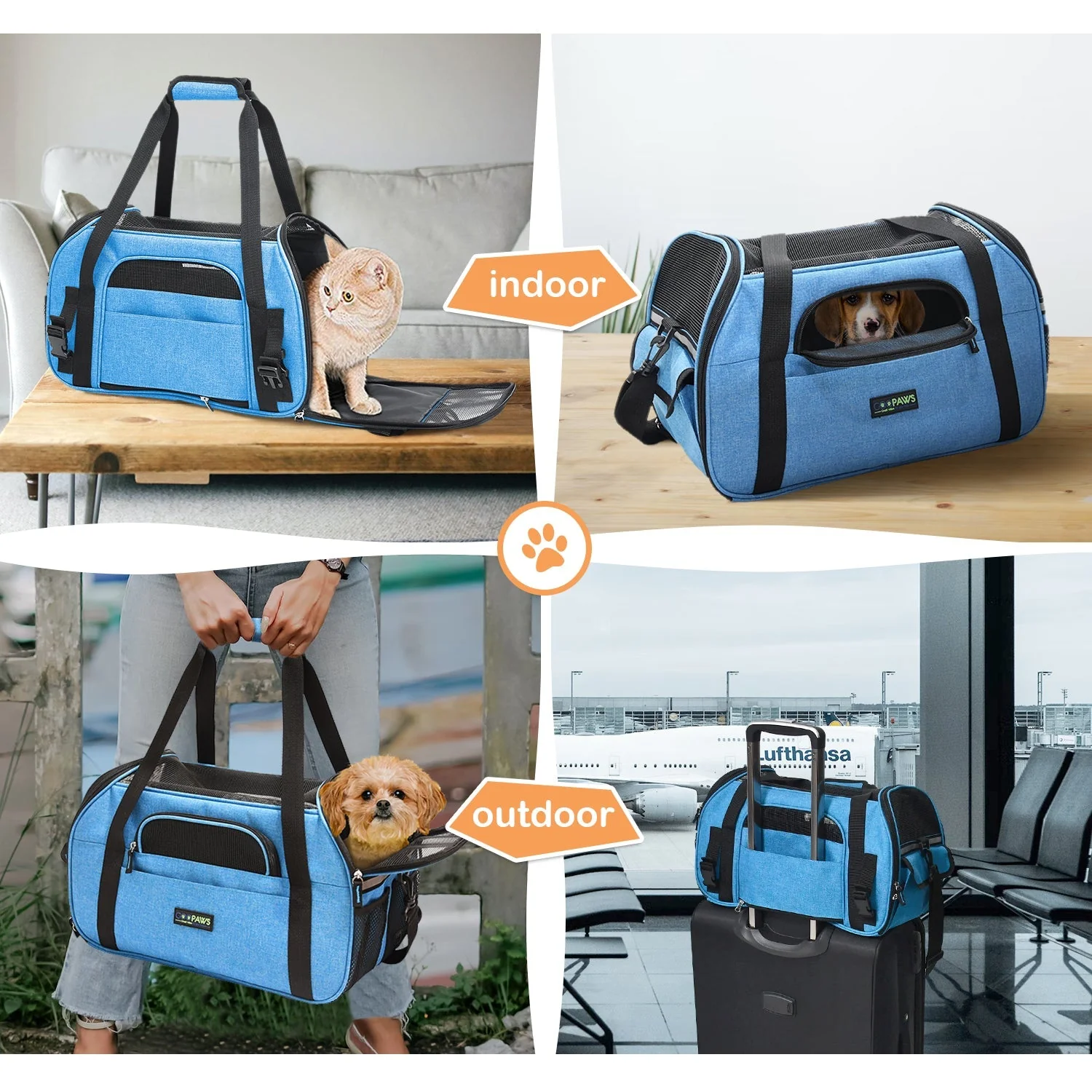 GOOPAWS Soft Sided Small Pet Carrier Ideal for Travel, Turquoise, 17" - Image 7