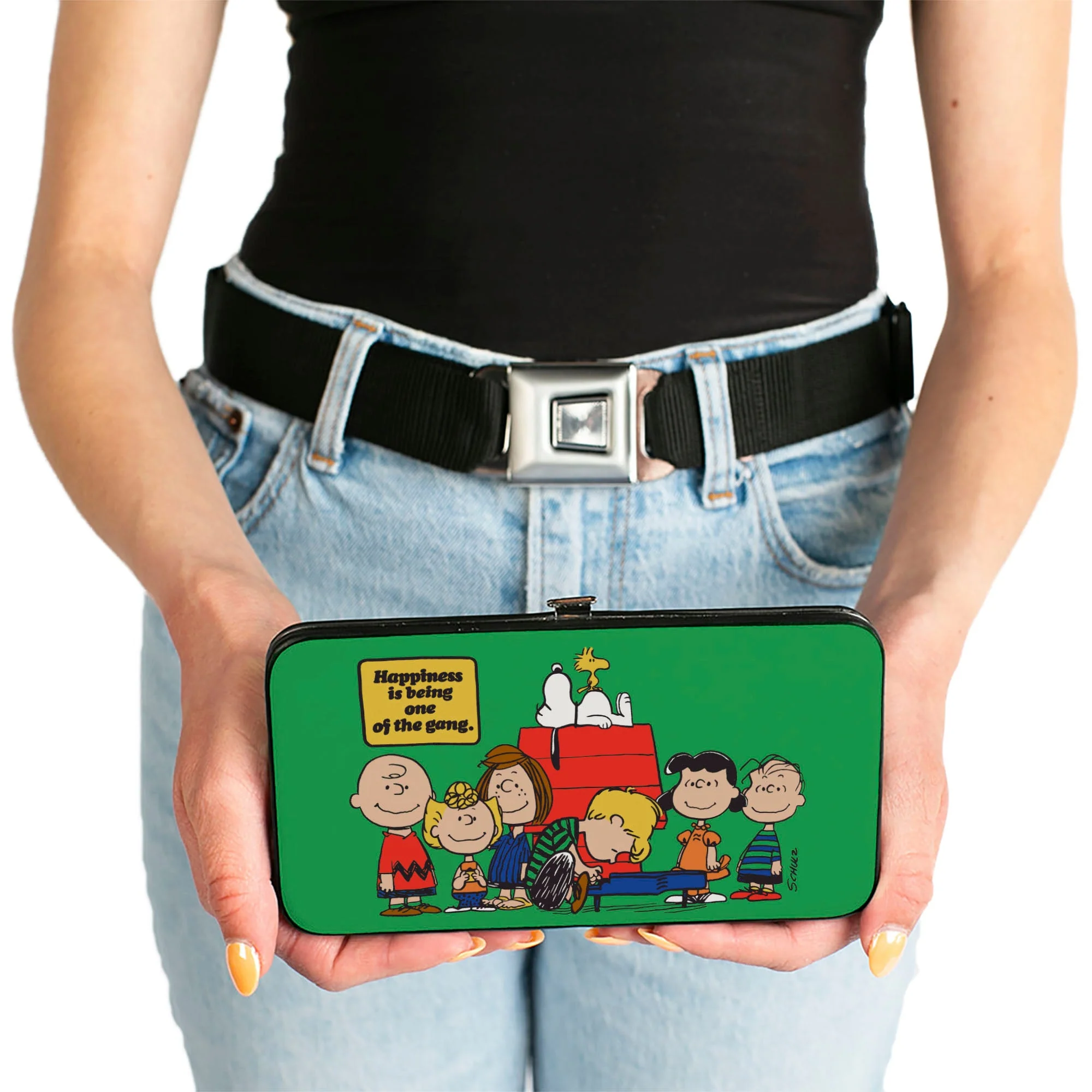 Hinged Wallet - Peanuts Gang HAPINESS IS BEING ONE OF THE GANG Group Pose Green - Image 3