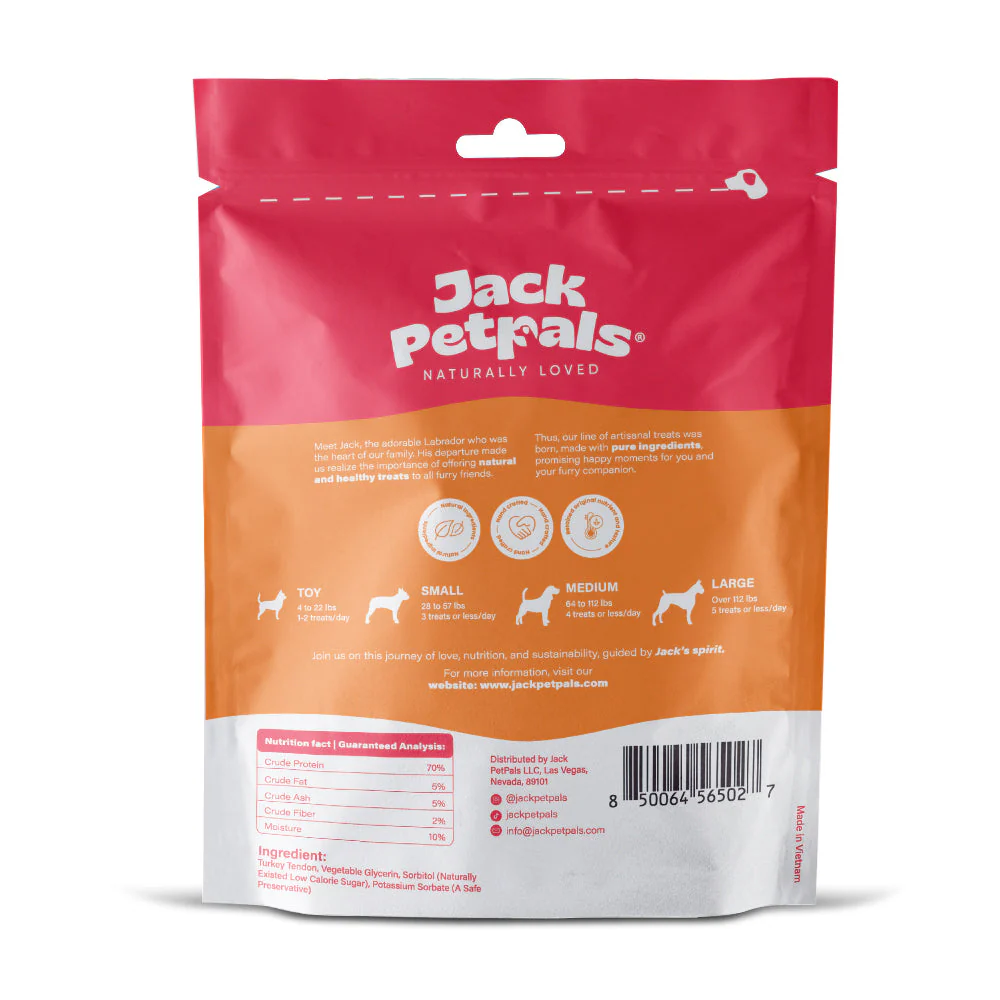 Jack PetPals Handcrafted Jerky Turkey Tendon Dog Treats (2.5oz) - Image 5