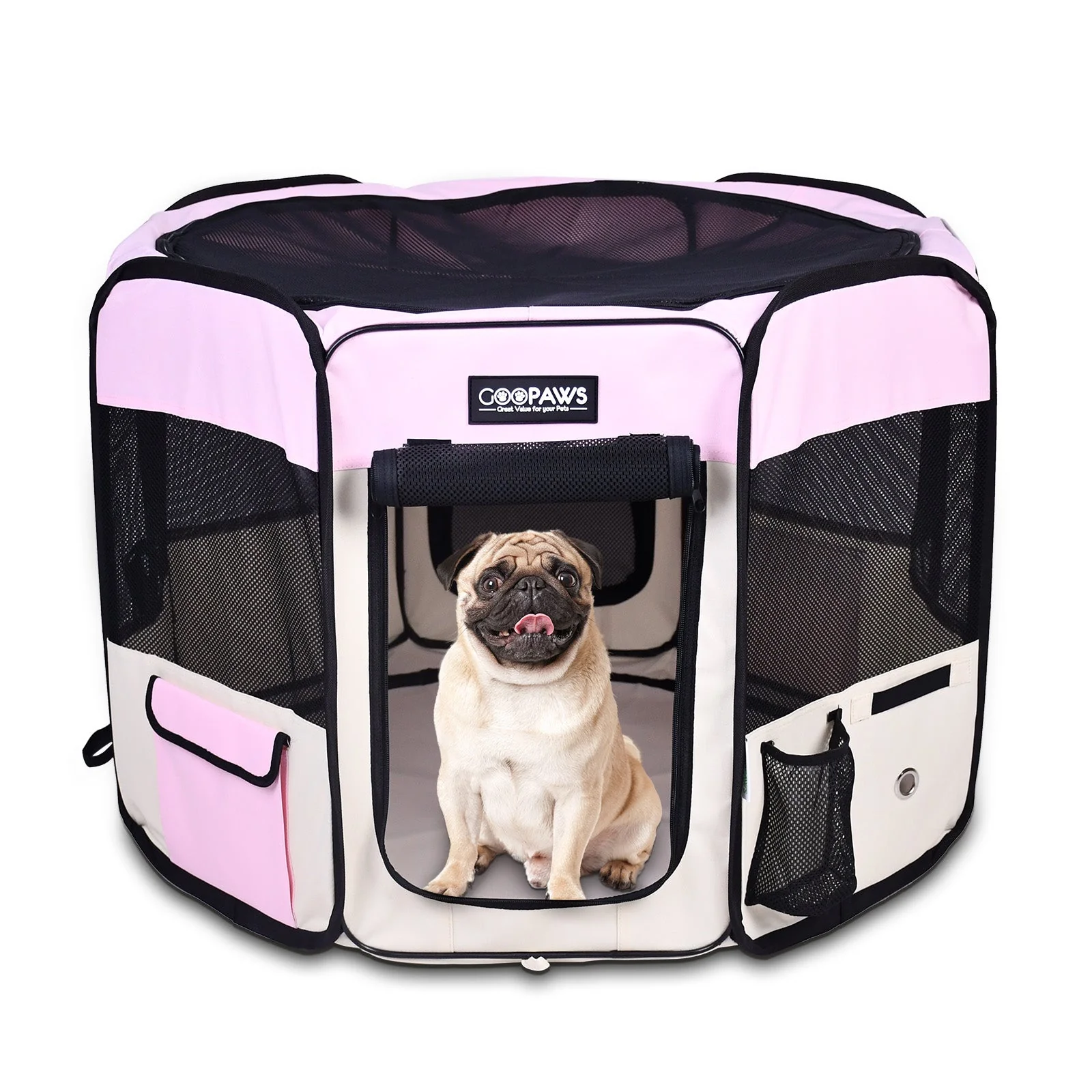 Jespet 2-Door Portable Soft-Sided Dog, Cat & Small Pet Exercise Playpen, Blue, 36'' - Image 10
