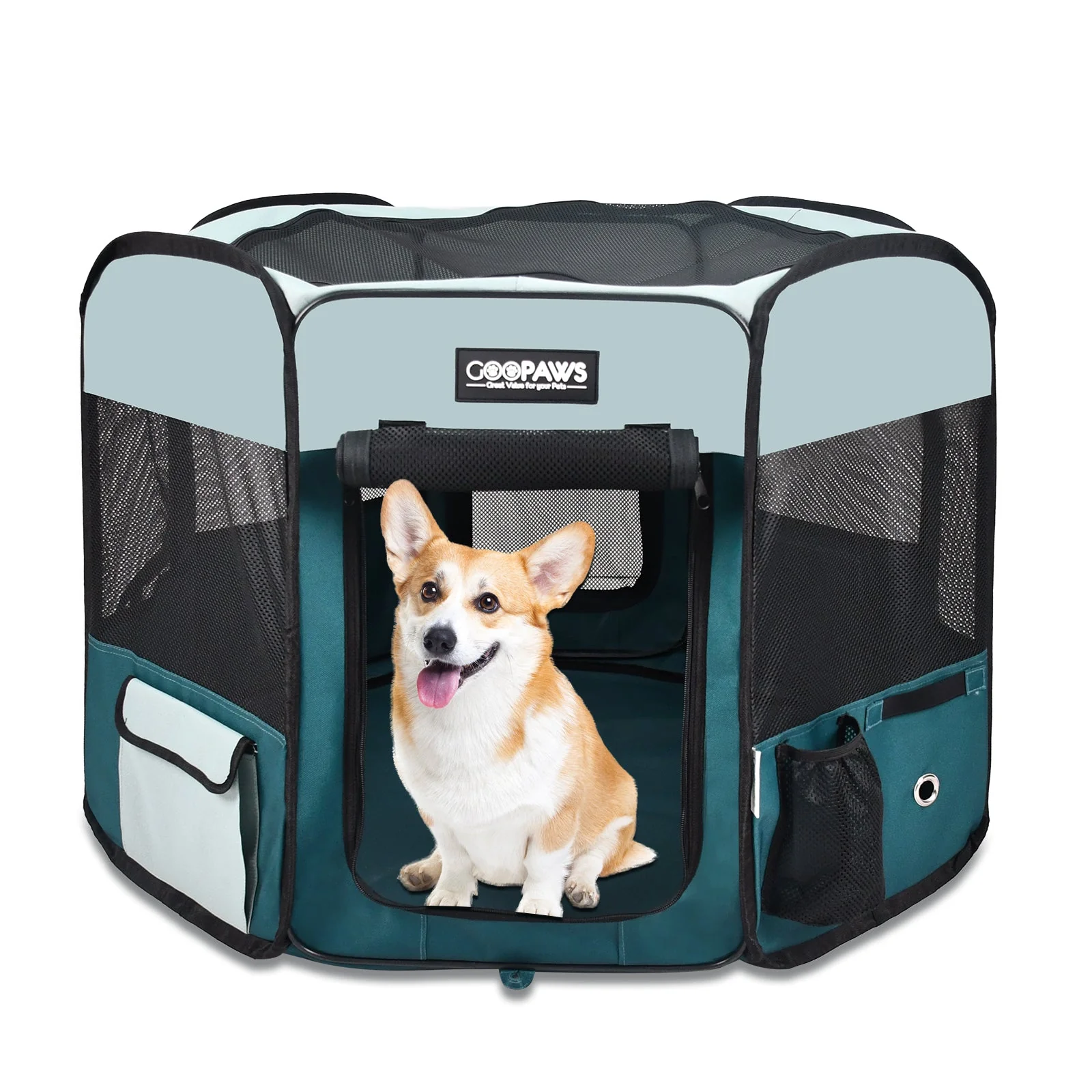 Jespet 2-Door Portable Soft-Sided Dog, Cat & Small Pet Exercise Playpen, Blue, 36'' - Image 17