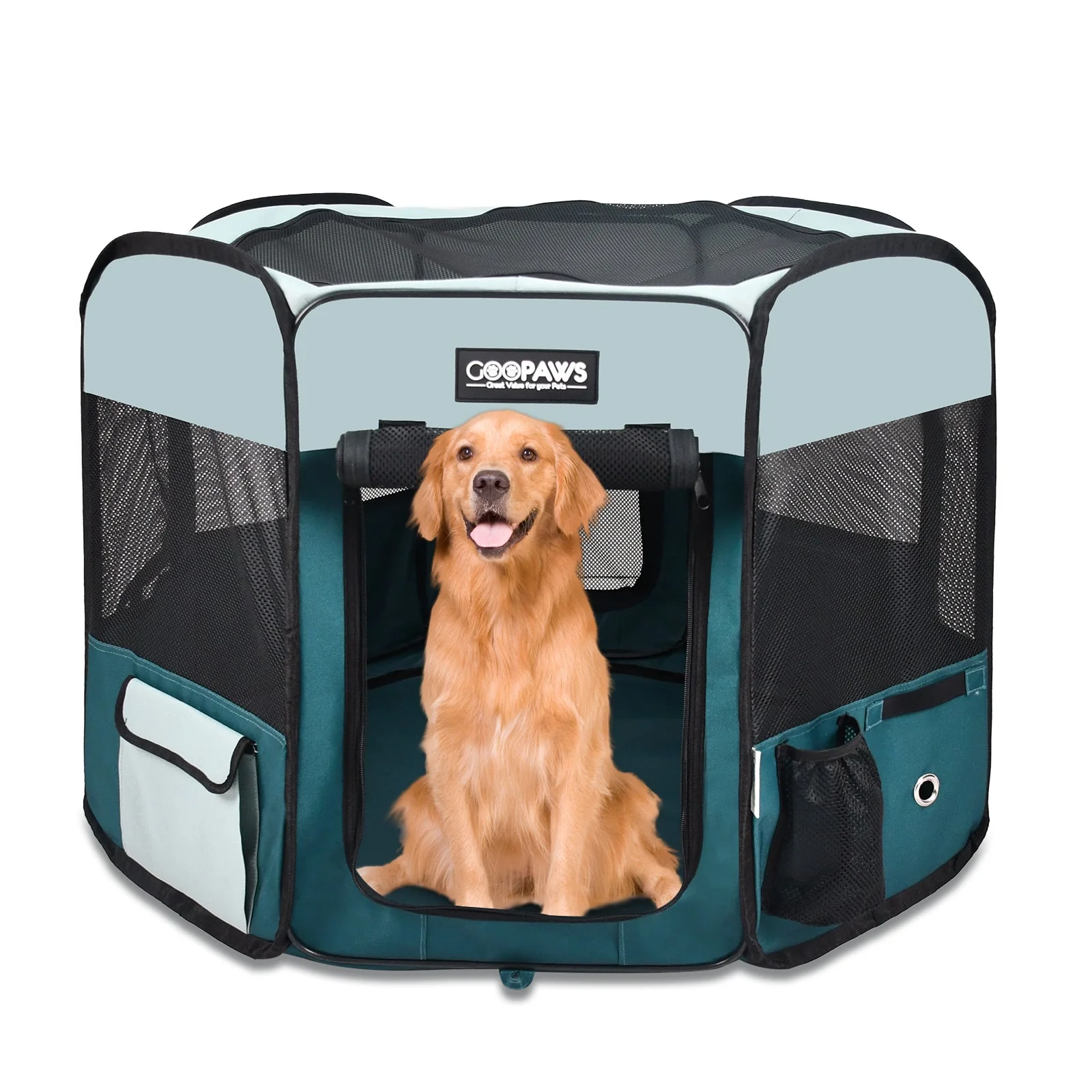 Jespet 2-Door Portable Soft-Sided Dog, Cat & Small Pet Exercise Playpen, Blue, 36'' - Image 19