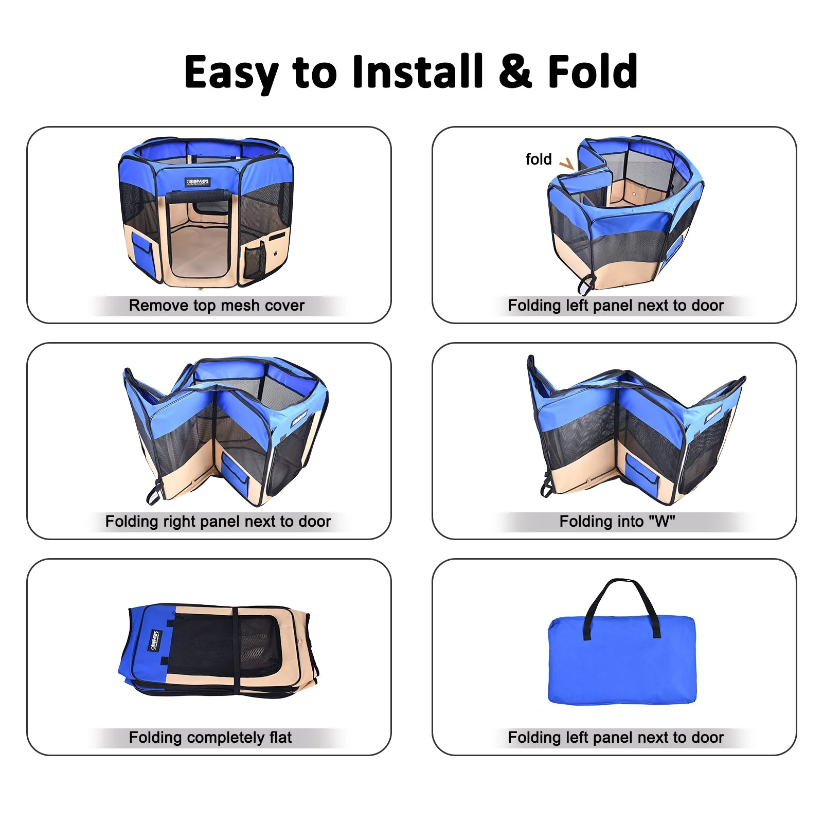 Jespet Soft-Sided Large Dog Playpen, Blue 61-in - Image 3