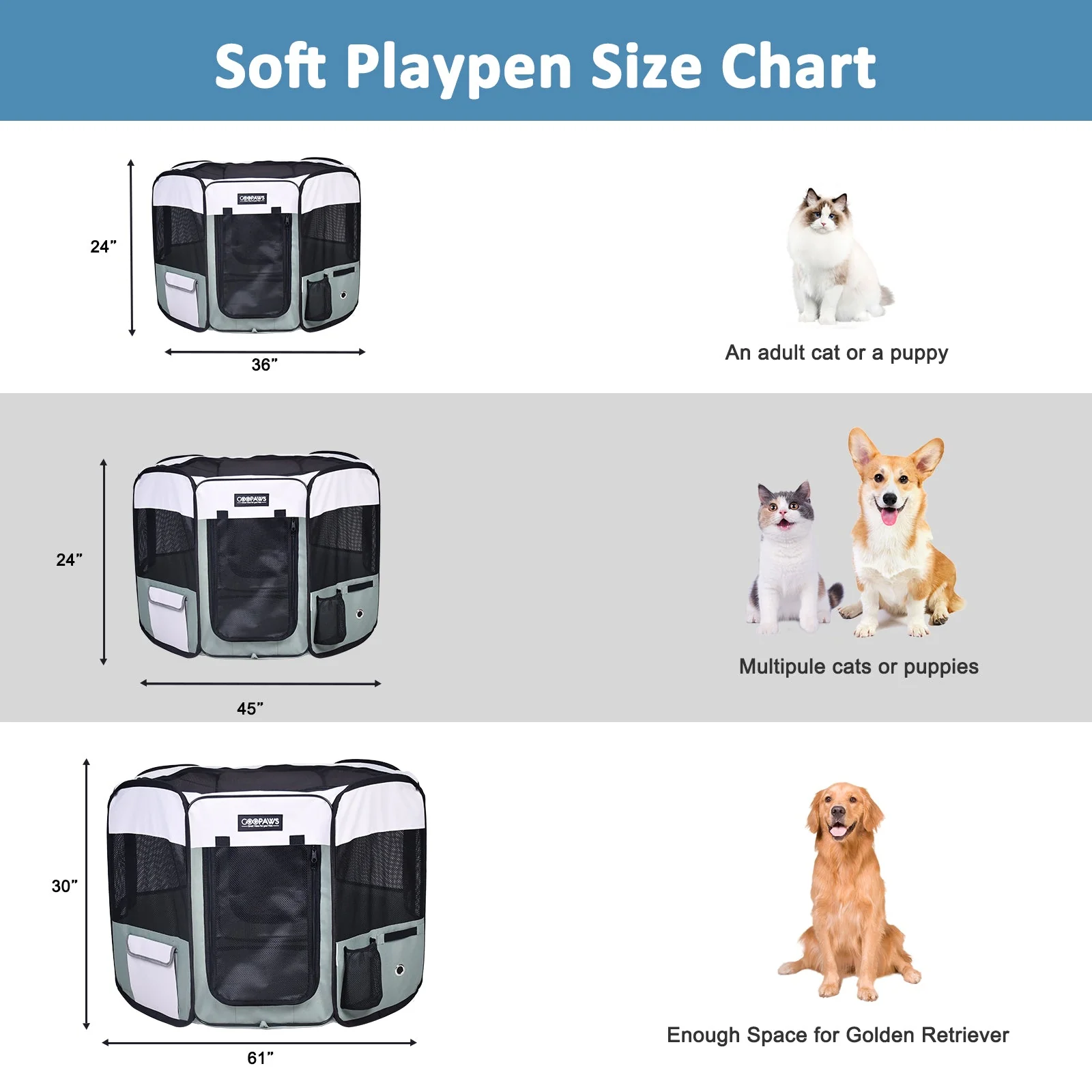 Jespet Soft-Sided Medium Dog Playpen, Green 45'' - Image 5