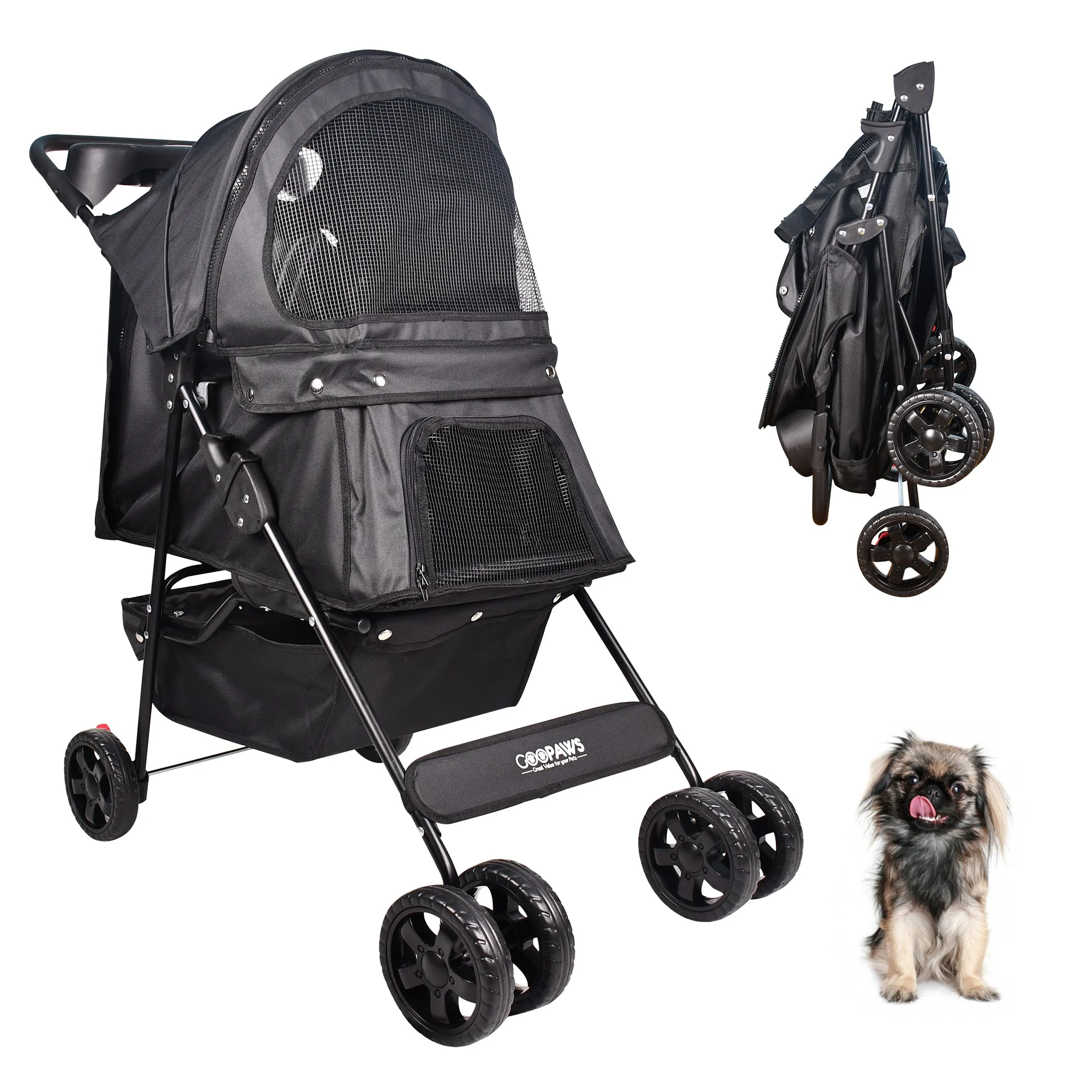 Jespet 4-Wheel Promenade Pet Stroller for Small Dogs Cats, Maroon, 36'' - Image 8