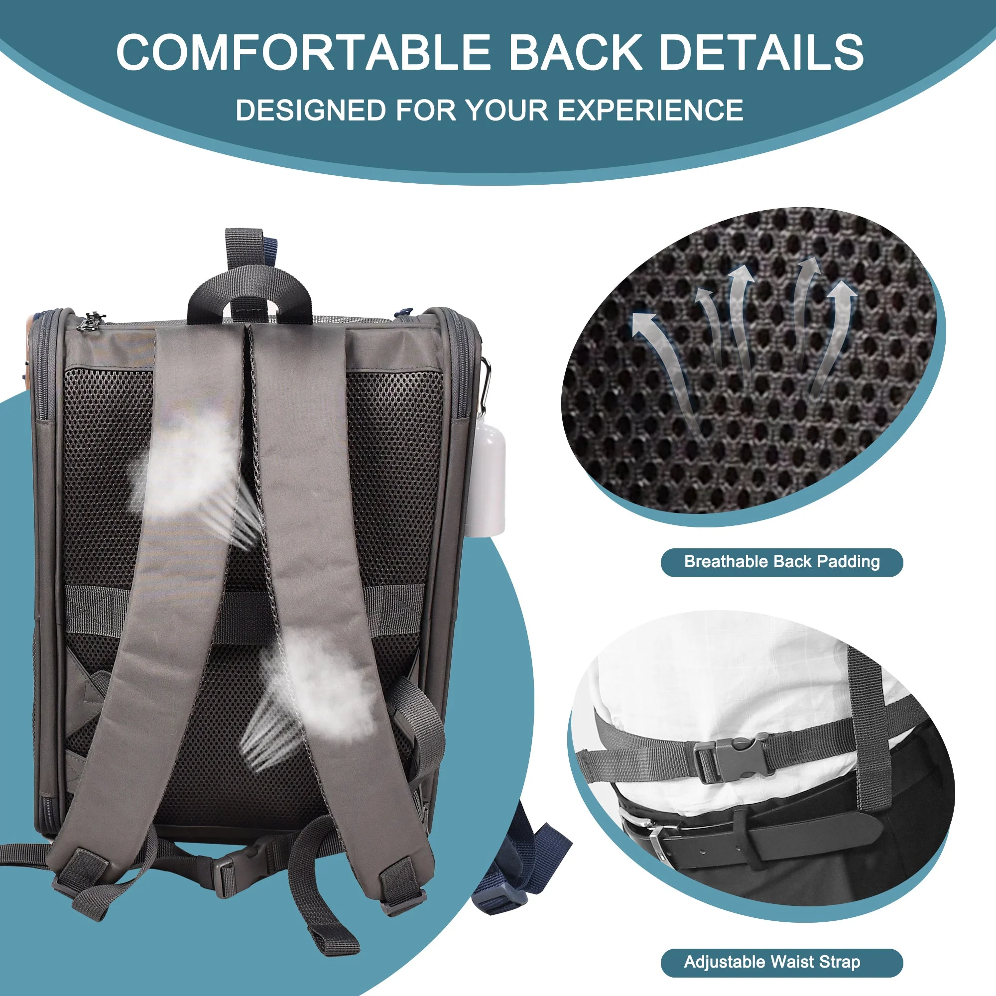 Jespet & GOOPAWS Pet Carrier Backpack, Collapsible With Breathable Mesh for Hiking Travel Camping - Image 4