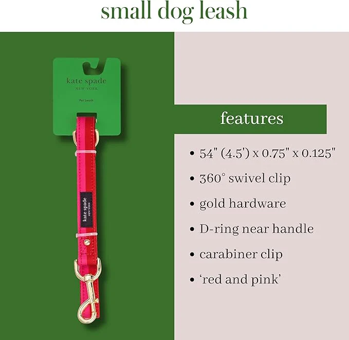 Kate Spade Red & Pink Colorblock Small Pet Leash - Image 4