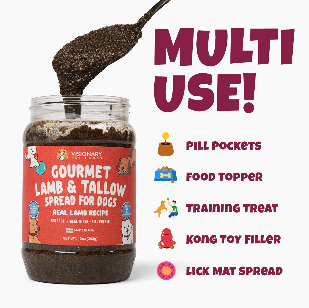 Lamb & Beef Tallow Dog Meat Spread – High-Protein, Low-Carb Keto Treat | 12oz Jar - Image 2
