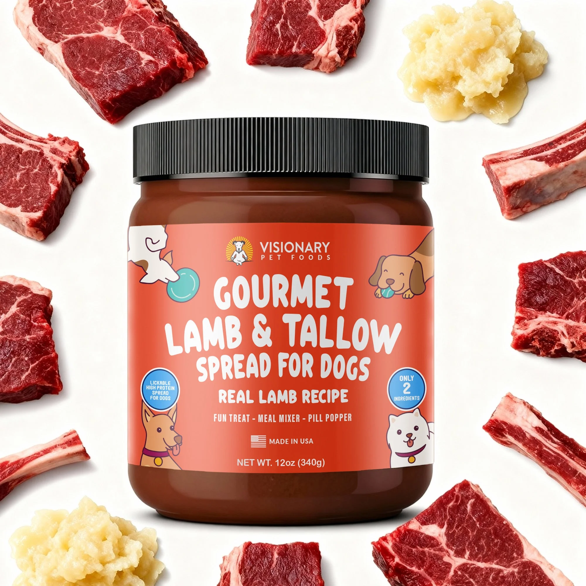 Lamb & Beef Tallow Dog Meat Spread – High-Protein, Low-Carb Keto Treat | 12oz Jar - Image 4
