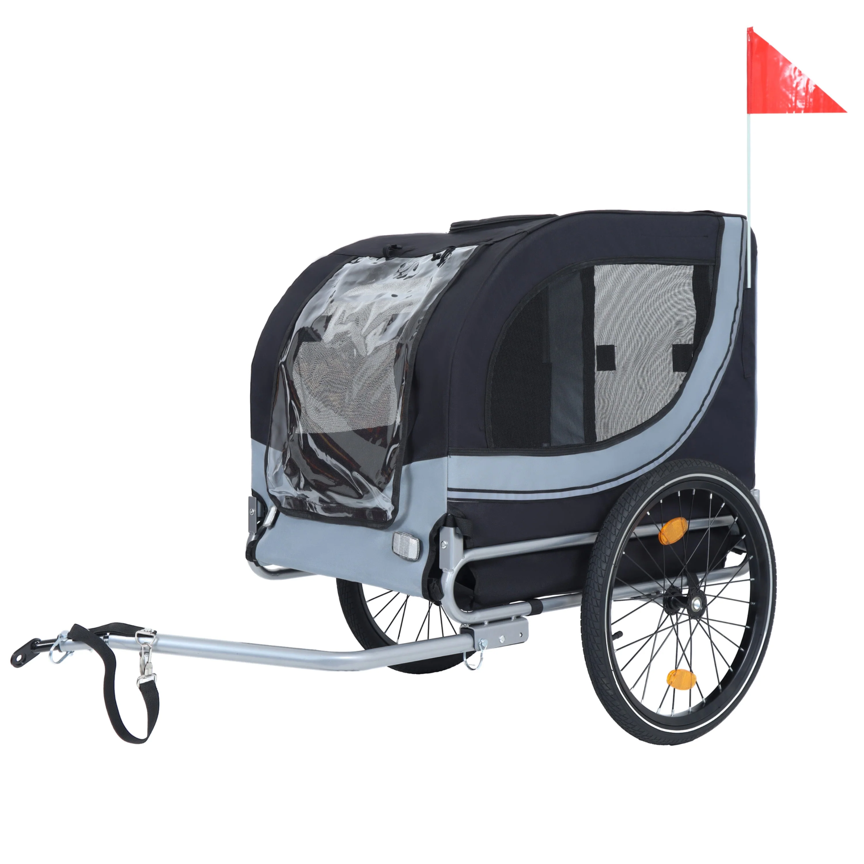 Large Folding Bike Trailer for Dogs – 66LB Capacity All-Terrain Pet Carrier, Durable Steel Frame for Cycling, Jogging, Camping & Outdoor Adventures, Black- Gray - Image 3