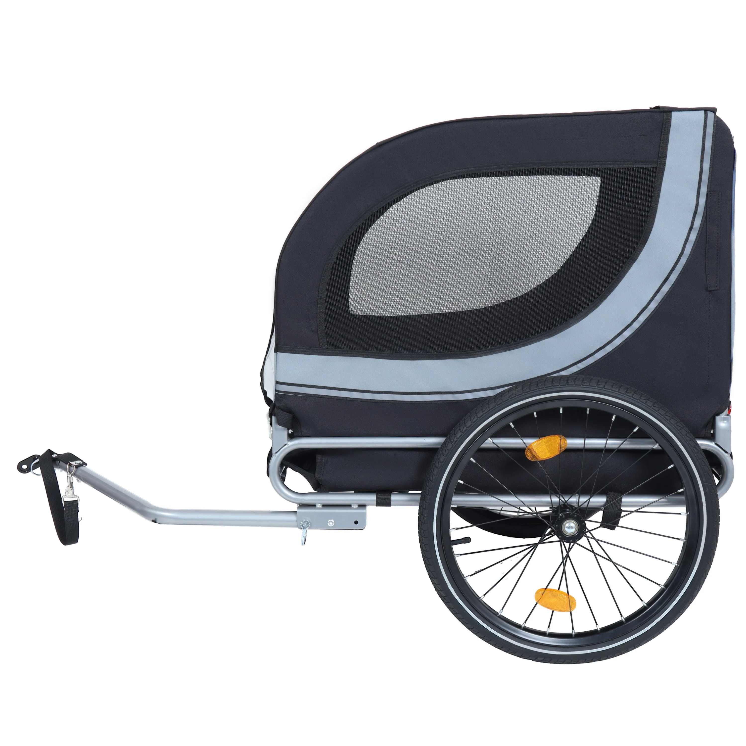 Large Folding Bike Trailer for Dogs – 66LB Capacity All-Terrain Pet Carrier, Durable Steel Frame for Cycling, Jogging, Camping & Outdoor Adventures, Black- Gray - Image 4