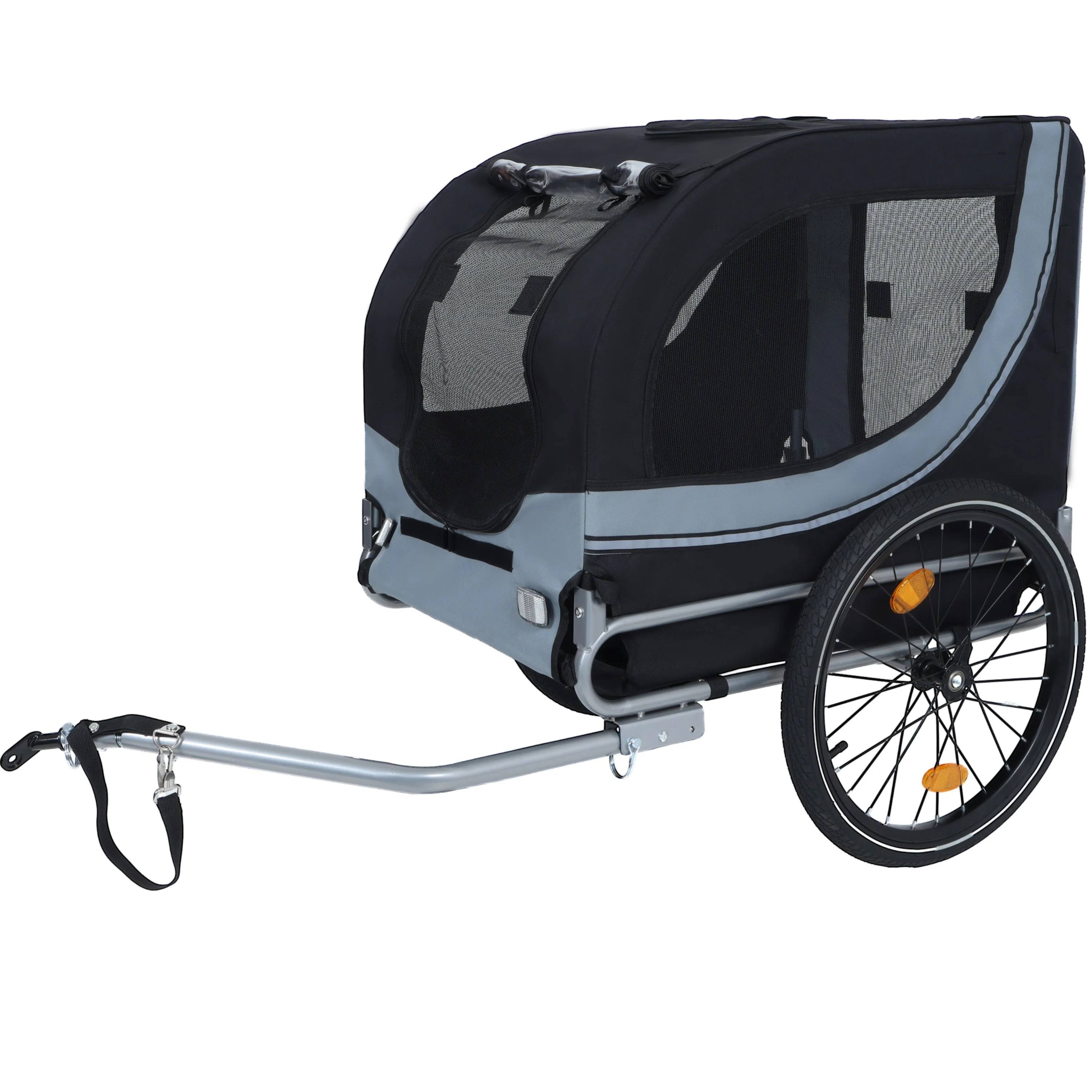 Large Folding Bike Trailer for Dogs – 66LB Capacity All-Terrain Pet Carrier, Durable Steel Frame for Cycling, Jogging, Camping & Outdoor Adventures, Black- Gray - Image 7
