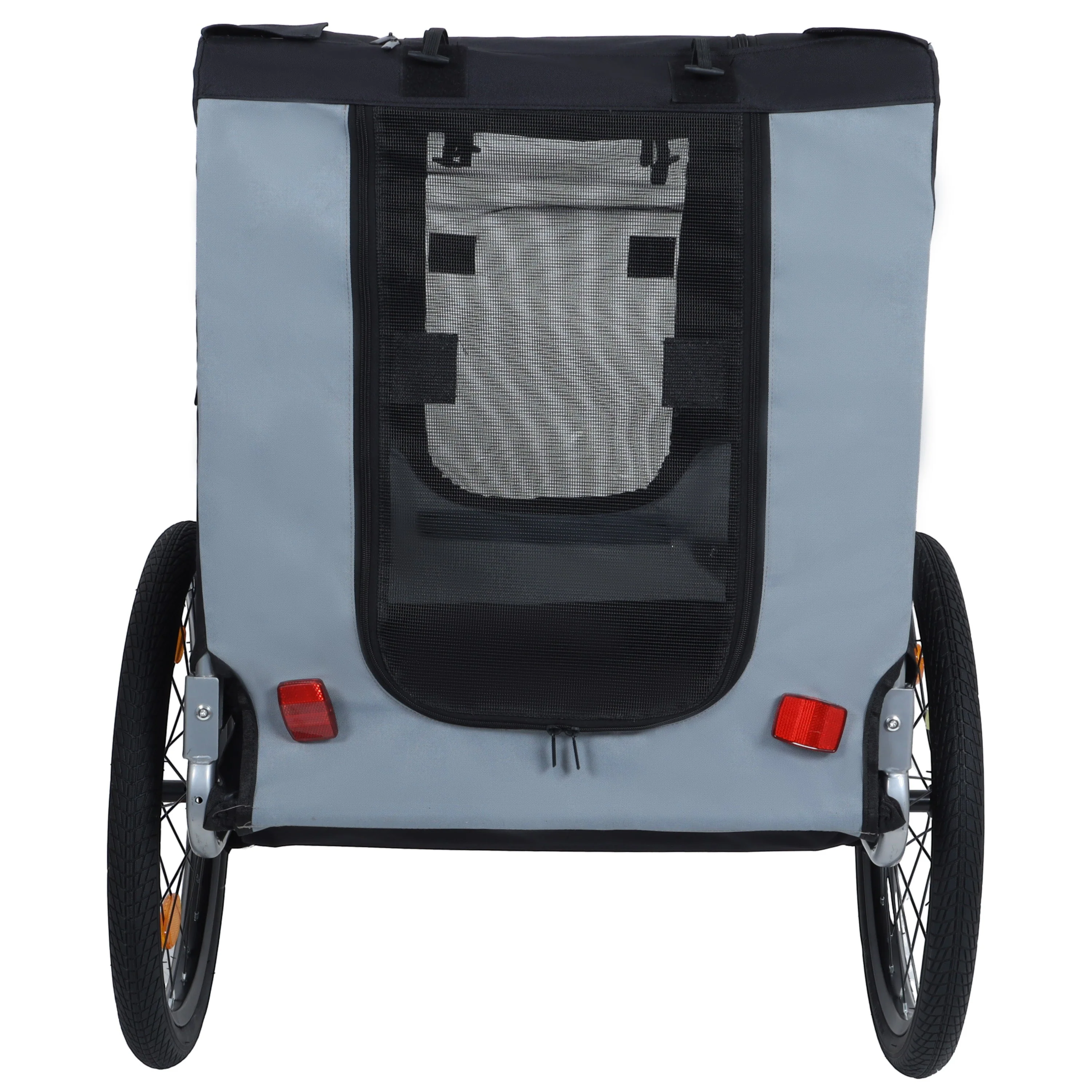 Large Folding Bike Trailer for Dogs – 66LB Capacity All-Terrain Pet Carrier, Durable Steel Frame for Cycling, Jogging, Camping & Outdoor Adventures, Black- Gray - Image 8