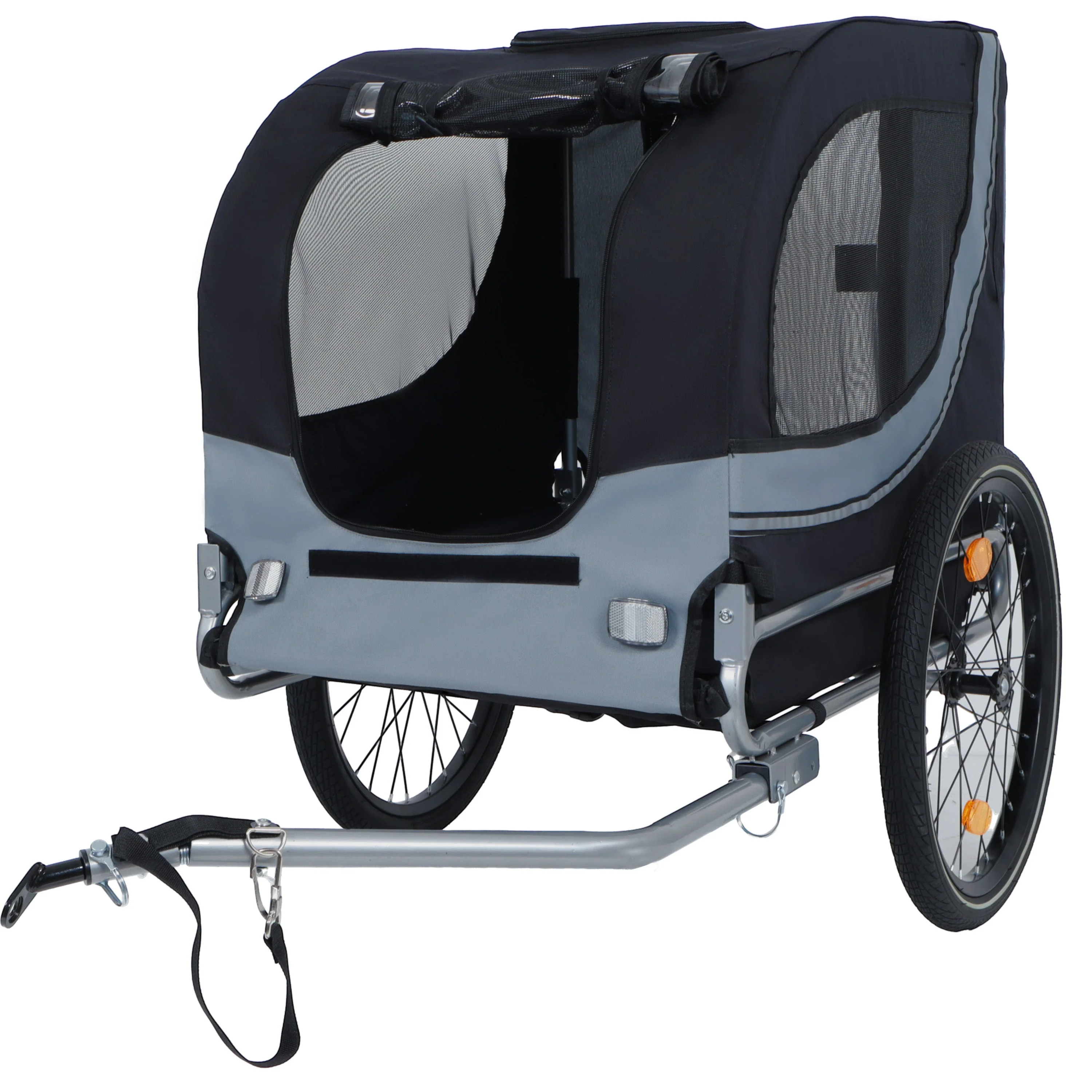 Large Folding Bike Trailer for Dogs – 66LB Capacity All-Terrain Pet Carrier, Durable Steel Frame for Cycling, Jogging, Camping & Outdoor Adventures, Black- Gray - Image 9