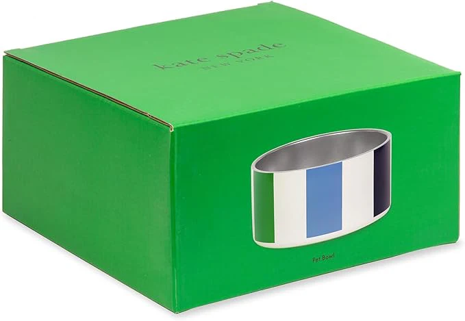 Kate Spade Adventure Stripe Food & Water Bowl for Dogs, Stainless Steel Large Bowl with Non-Slip Base - Image 3