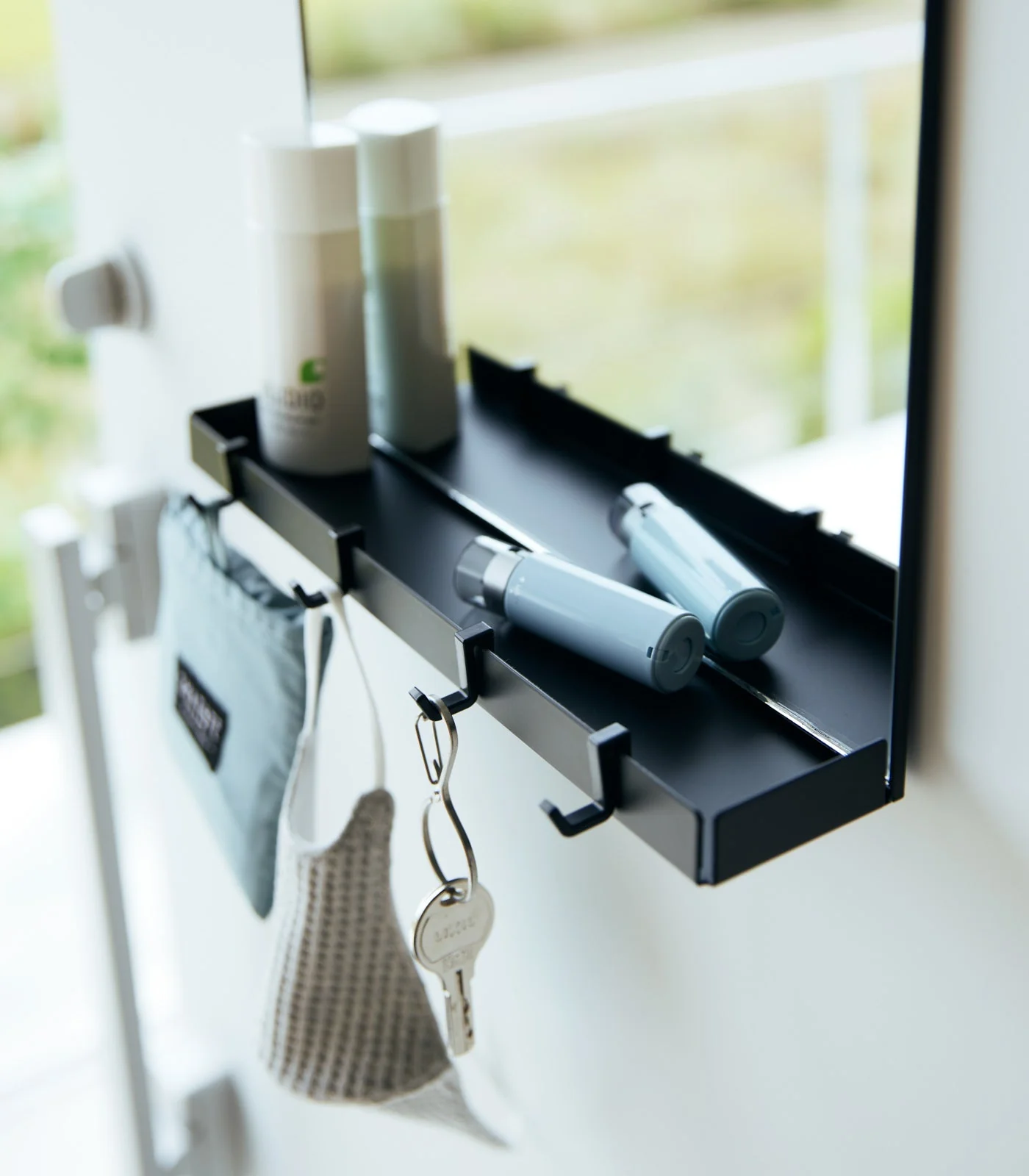 Magnetic Mirror with Storage Rack - Glass - Image 2